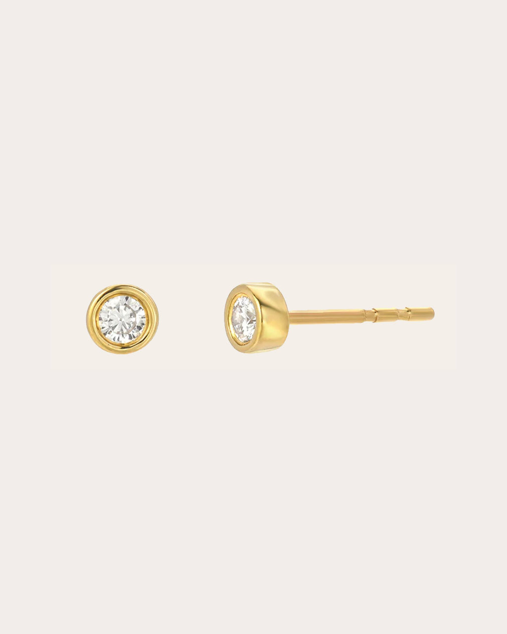 Diamond & 14k Gold Bezel Stud Earrings