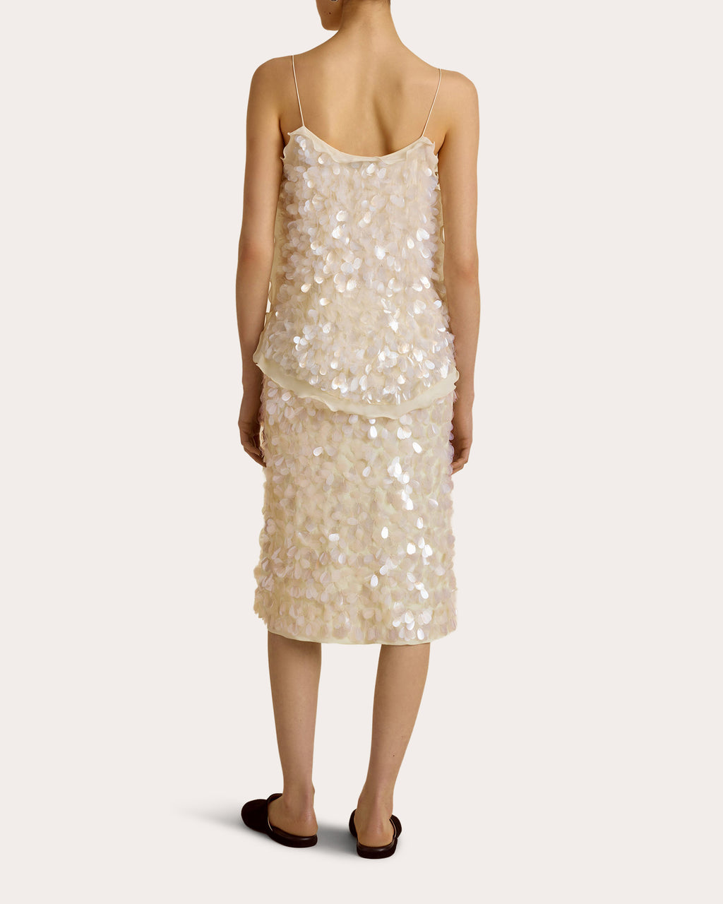 Sequin Paillette Silk Crepe de Chine Camisole