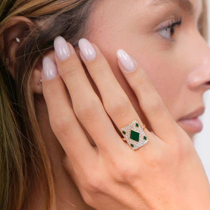 Diamond & 18k Gold Lucky Honneur Ring