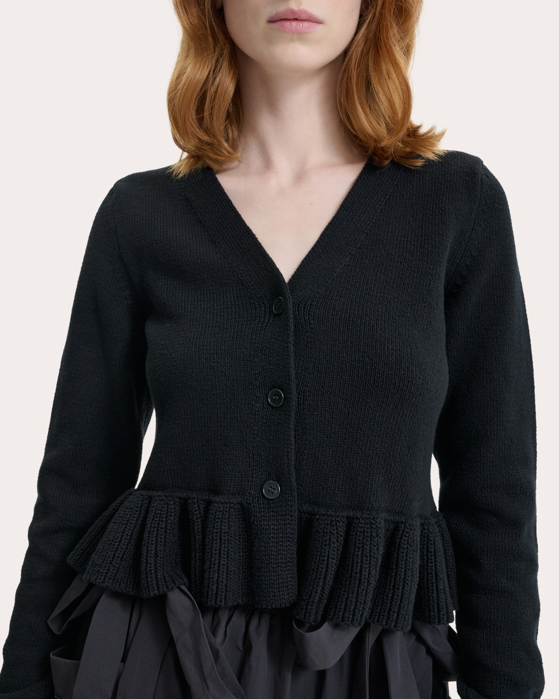 Prisca Knit Cotton Silk Peplum Cardigan