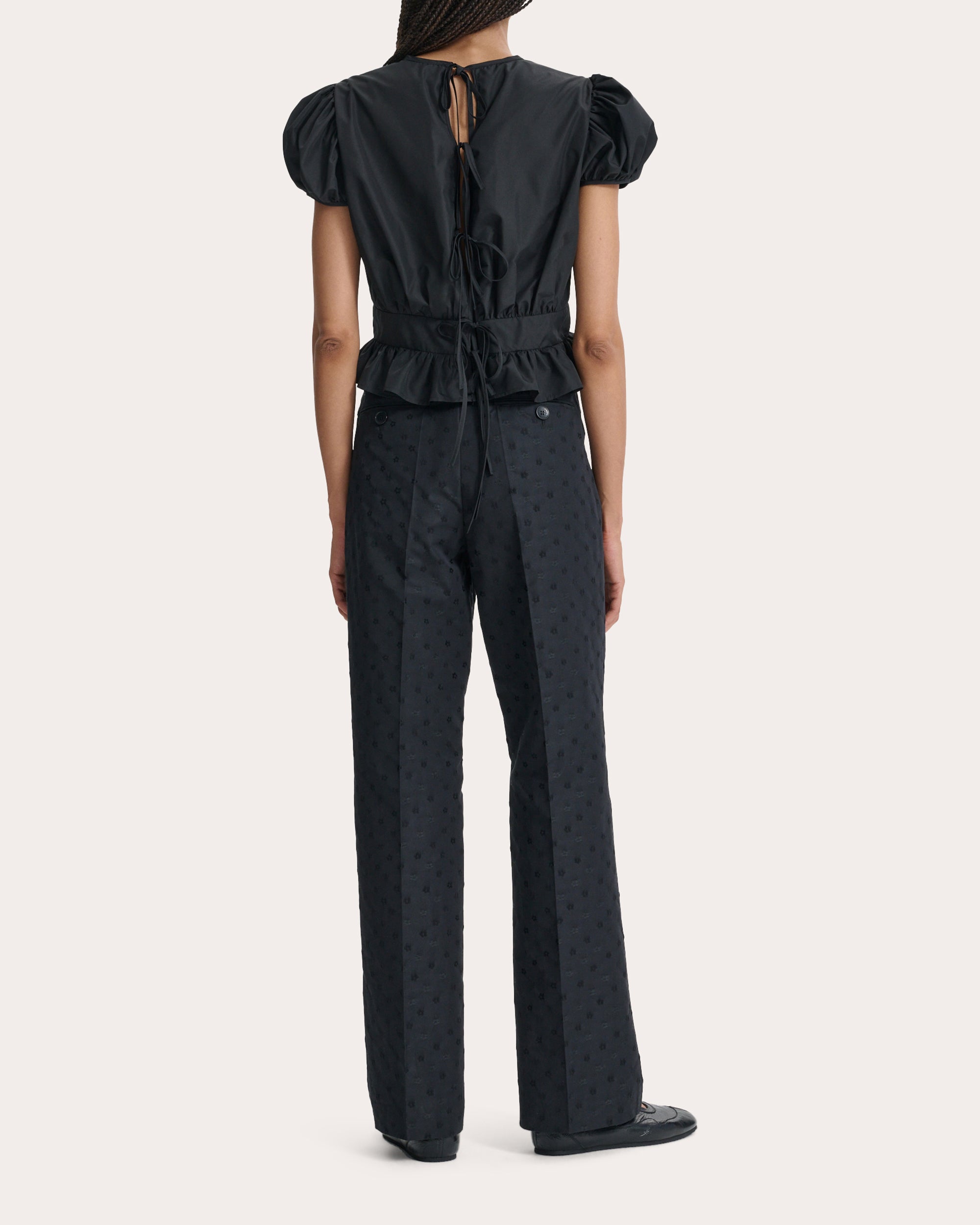 Cristobal Recycled Faille Gathered Peplum Top