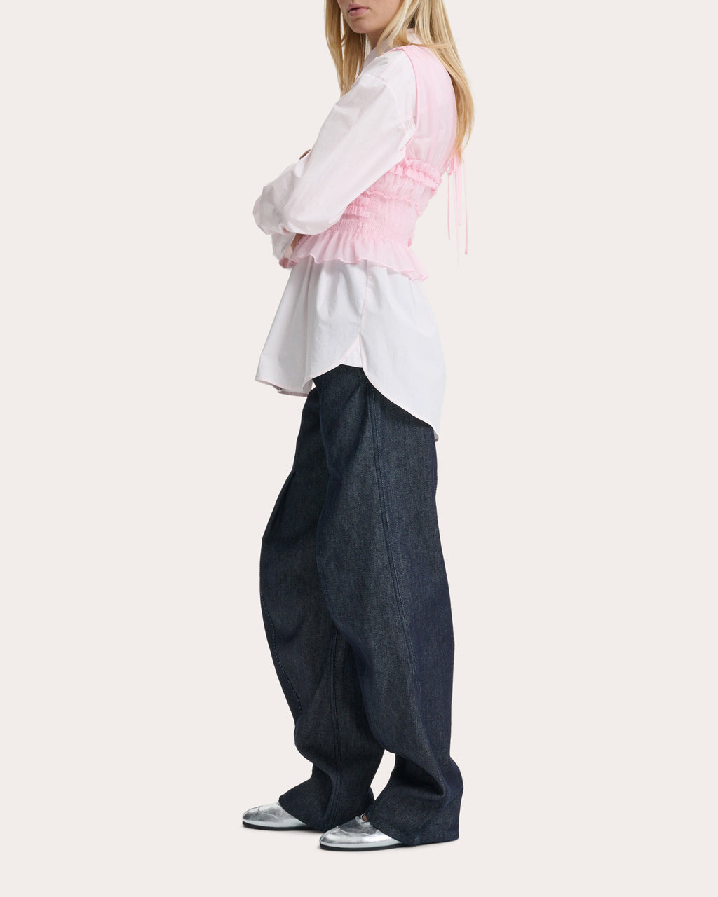 Uphi Sheer Ripstop Shirred Top
