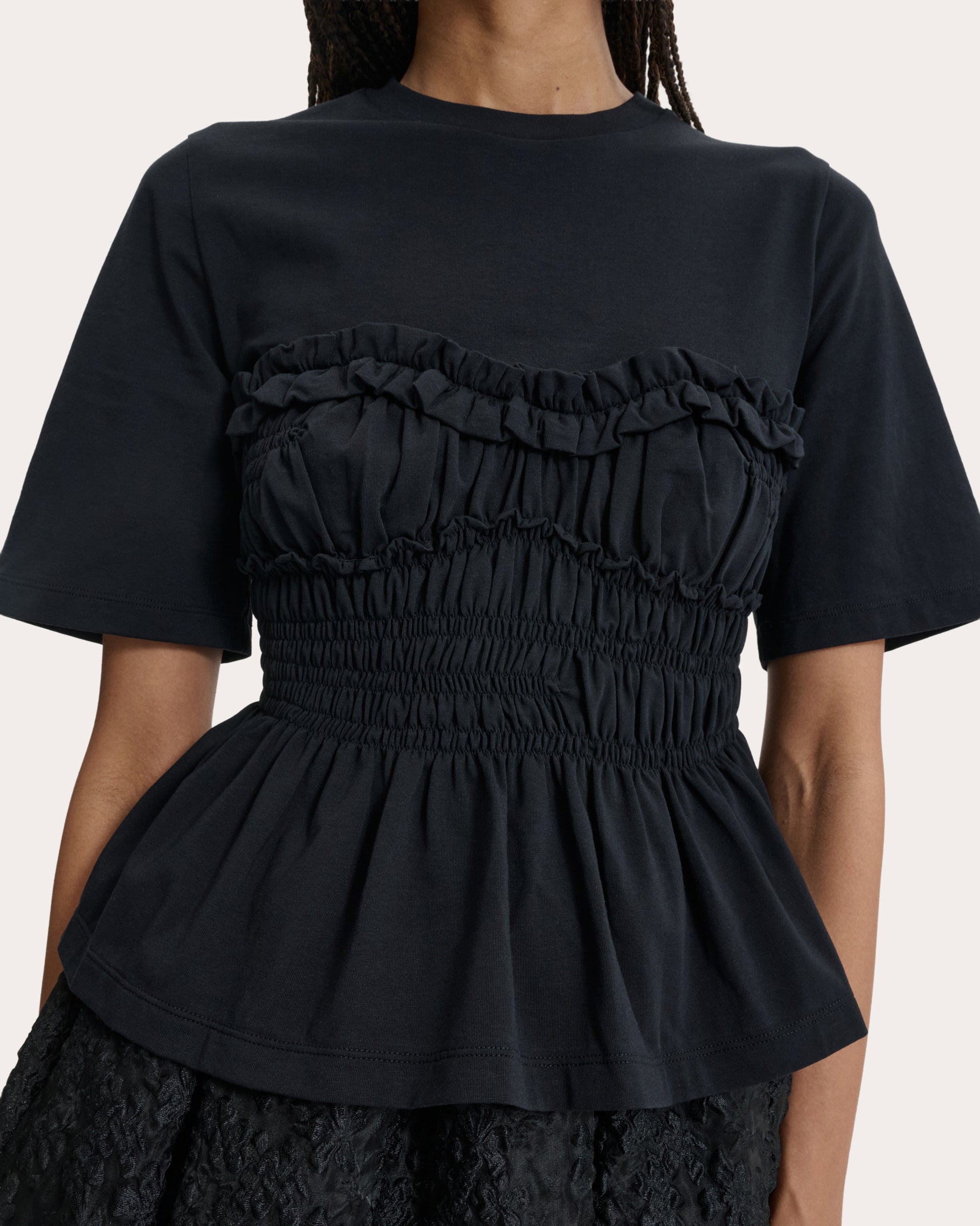 Vilde Jersey Shirred Peplum T-Shirt