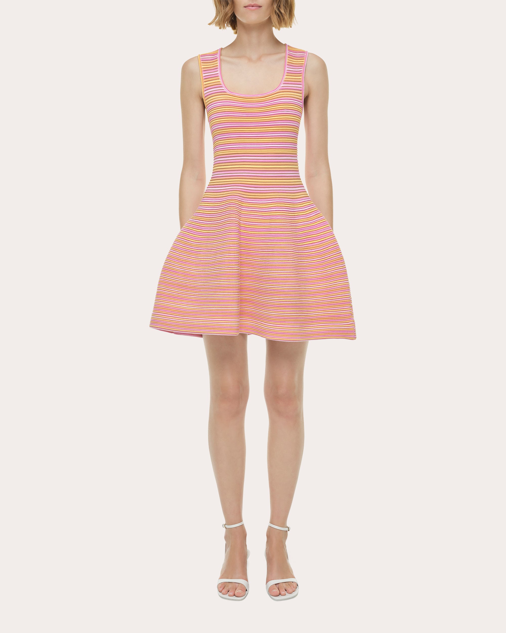Cally Stripe Knit Fit & Flare Mini Dress