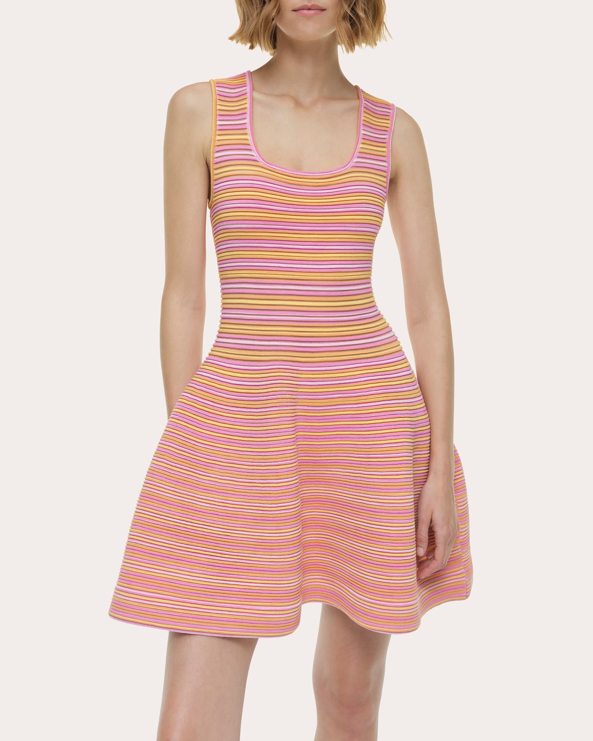 Cally Stripe Knit Fit & Flare Mini Dress