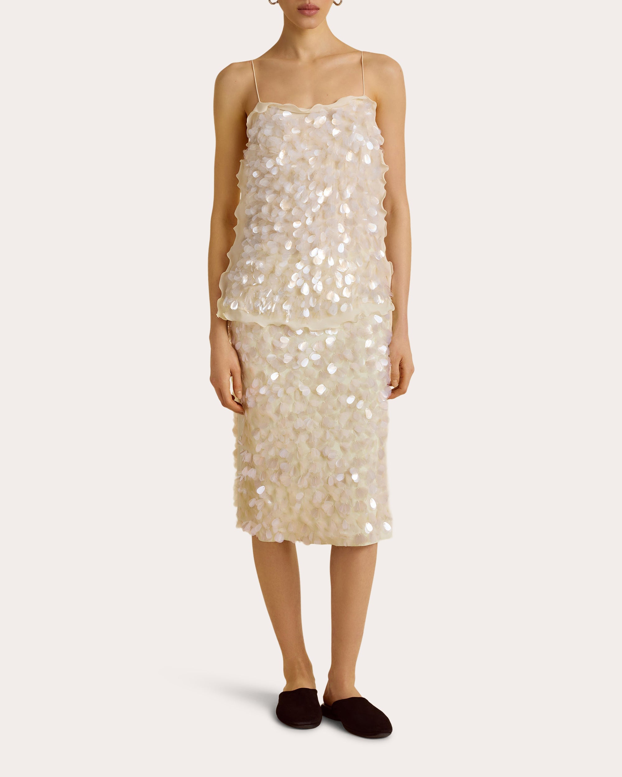 Sequin Paillette Crepe Tubino Skirt