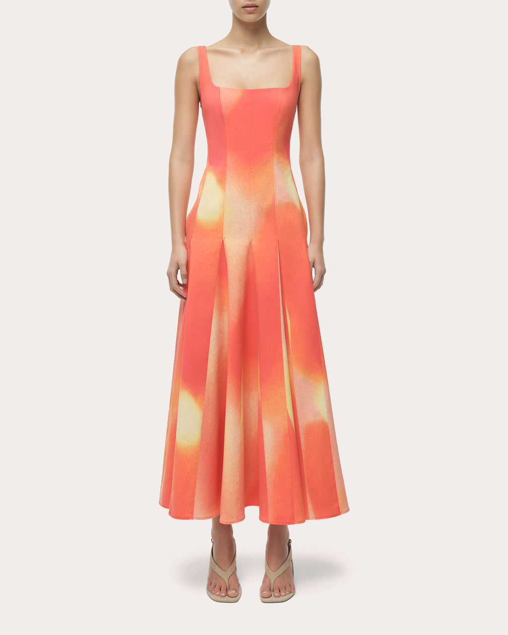 Lara Abstract Pleated Fit & Flare Midi Dress