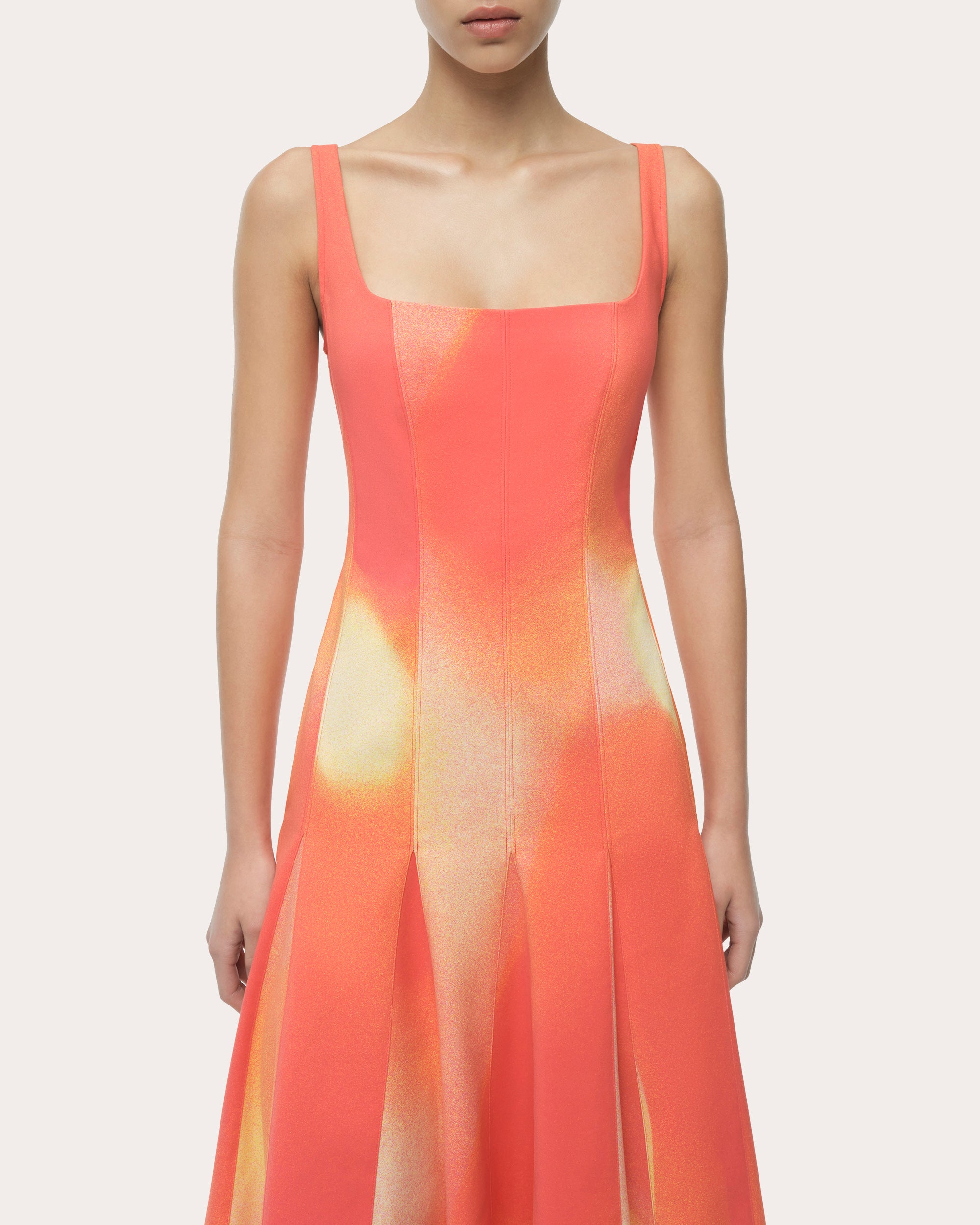 Lara Abstract Pleated Fit & Flare Midi Dress
