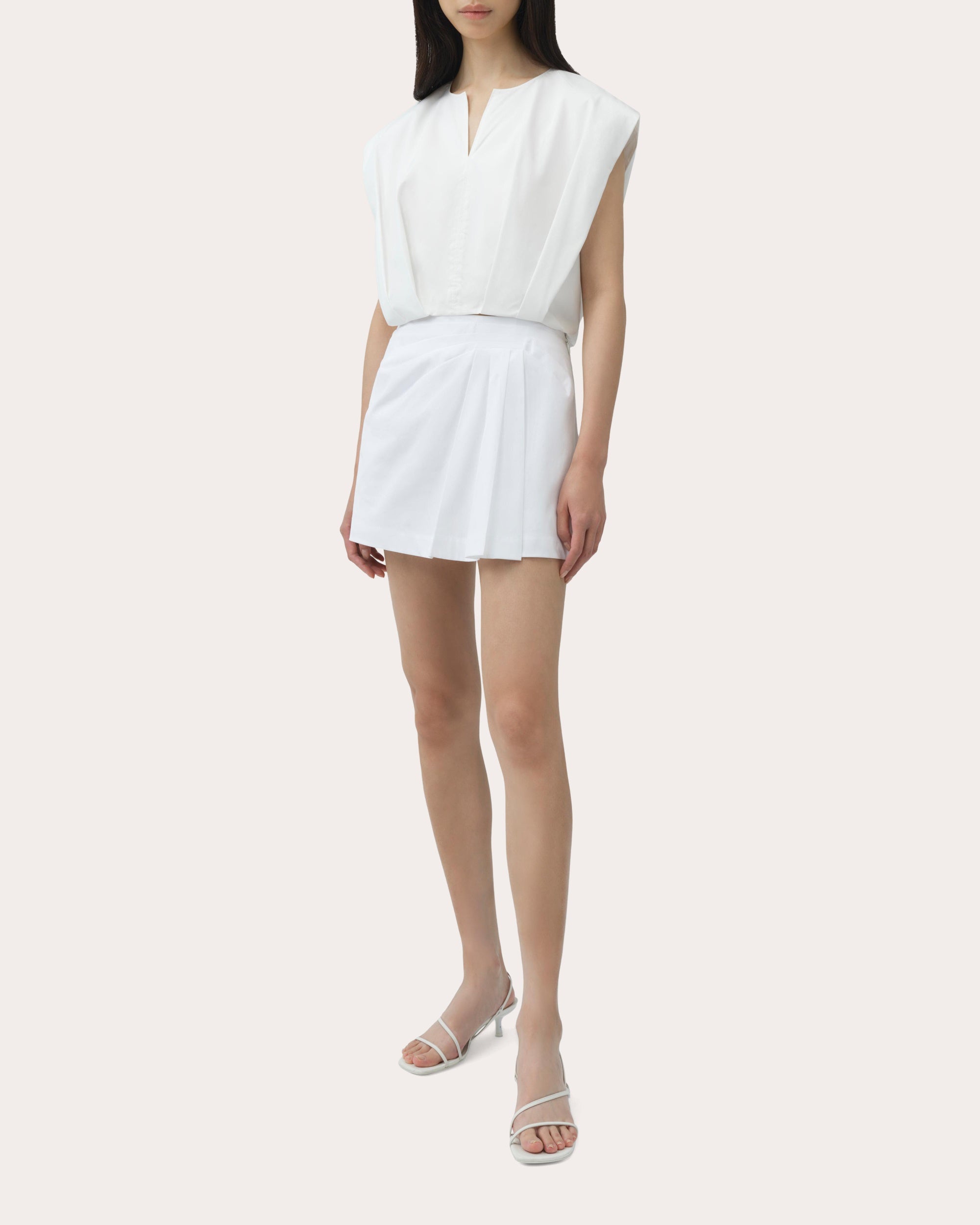 Devlin Pleated Poplin Mini Skort