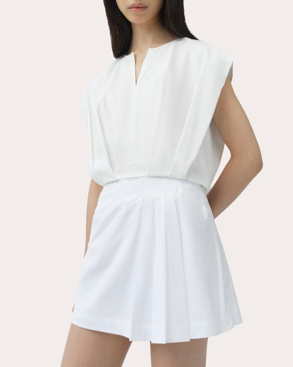 Devlin Pleated Poplin Mini Skort