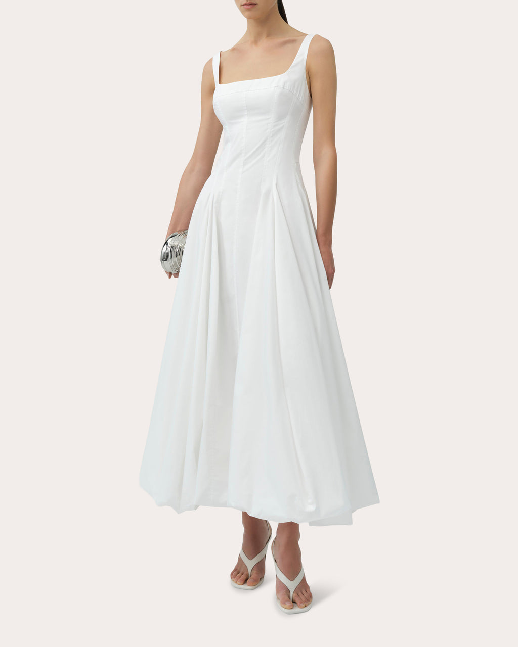 Hally Cotton Poplin Gathered Bubble Midi Dress