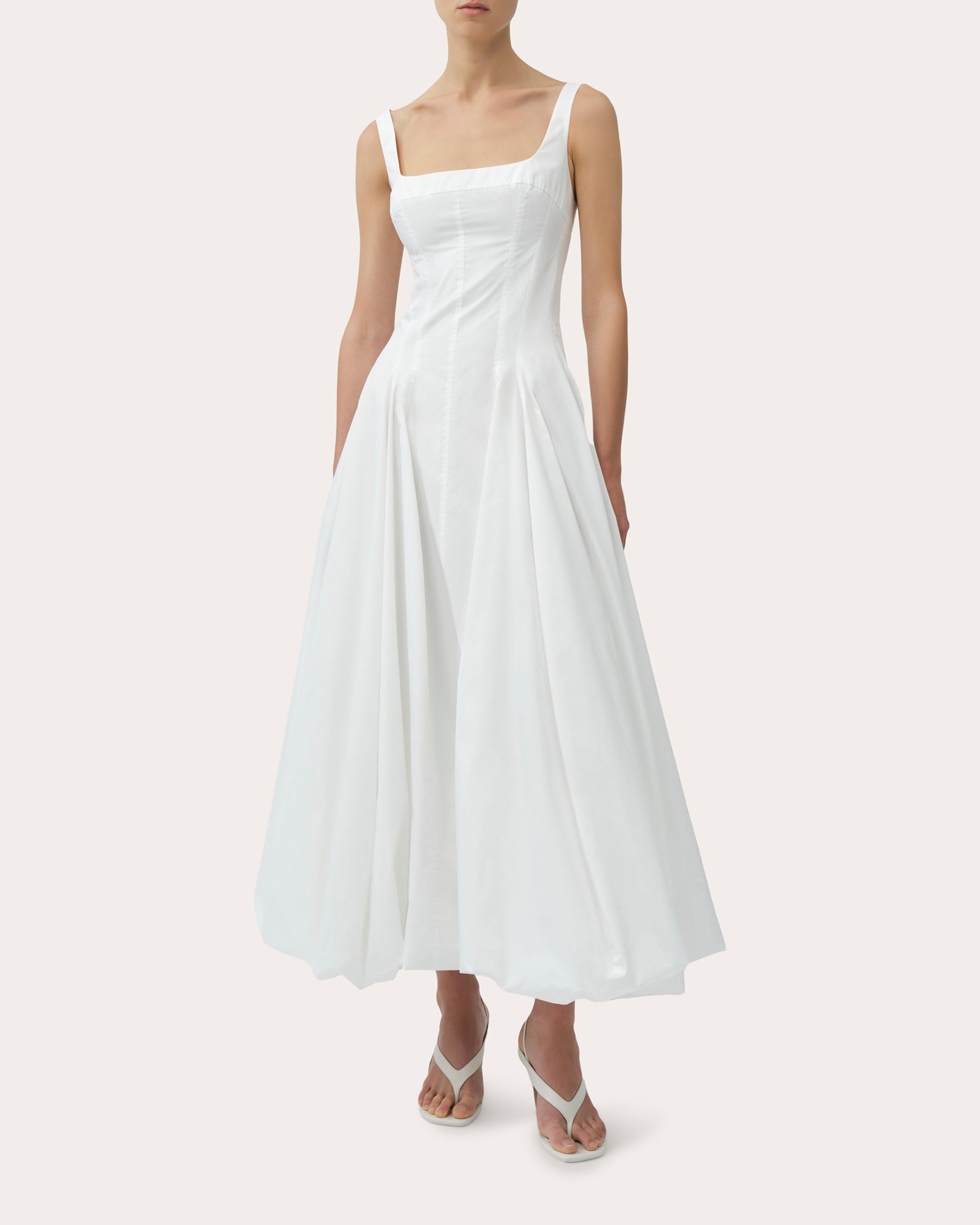 Hally Cotton Poplin Gathered Bubble Midi Dress