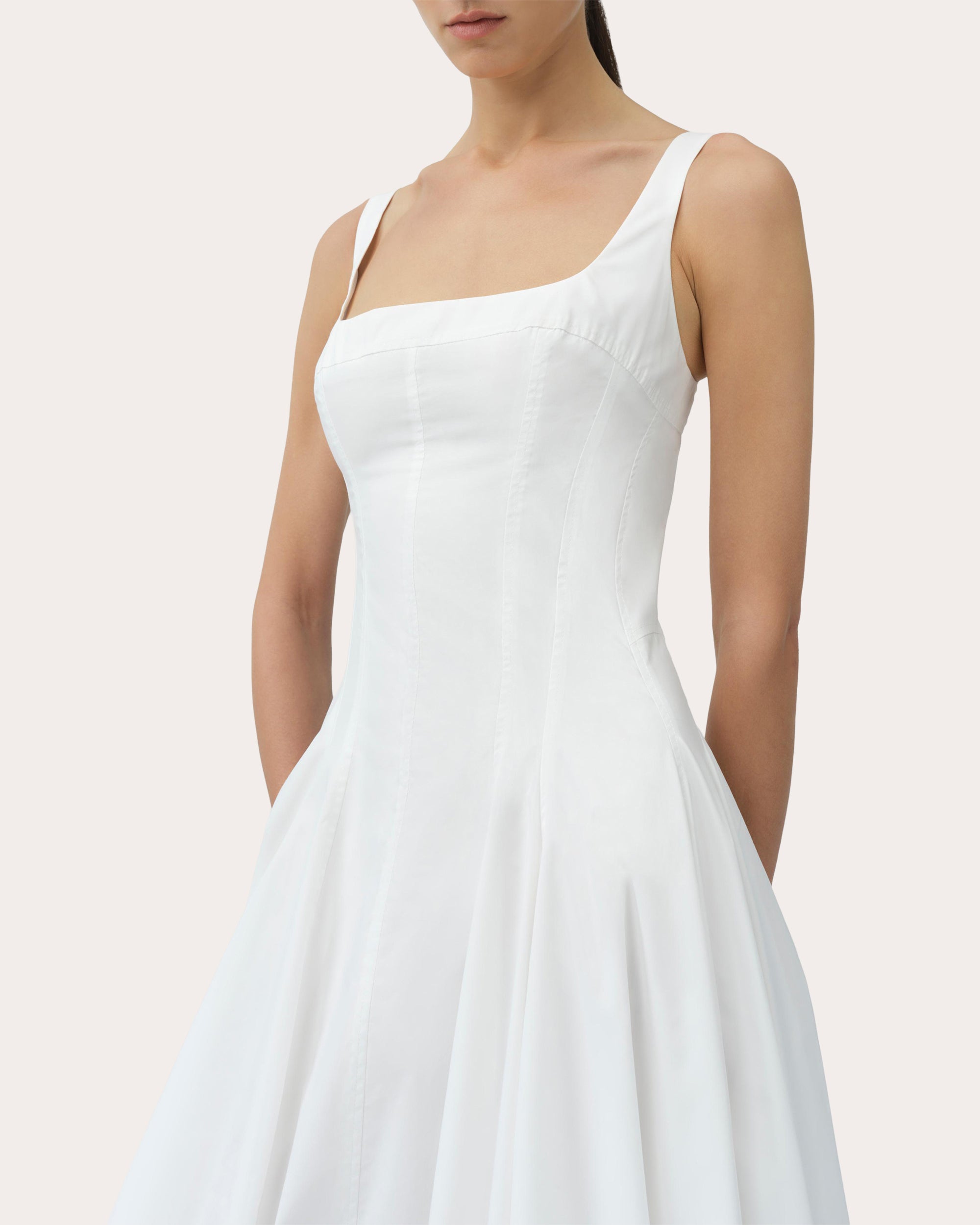 Hally Cotton Poplin Gathered Bubble Midi Dress