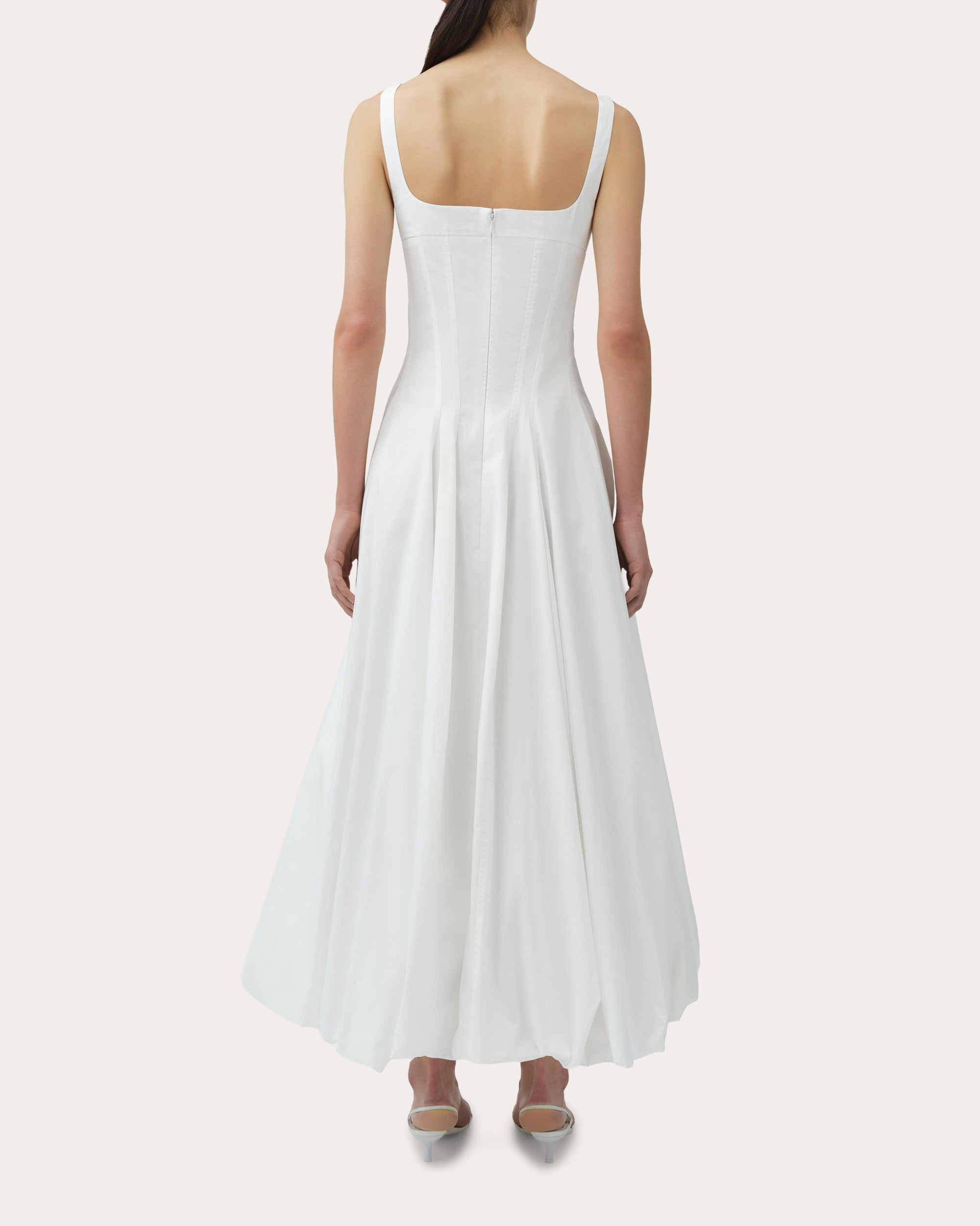 Hally Cotton Poplin Gathered Bubble Midi Dress