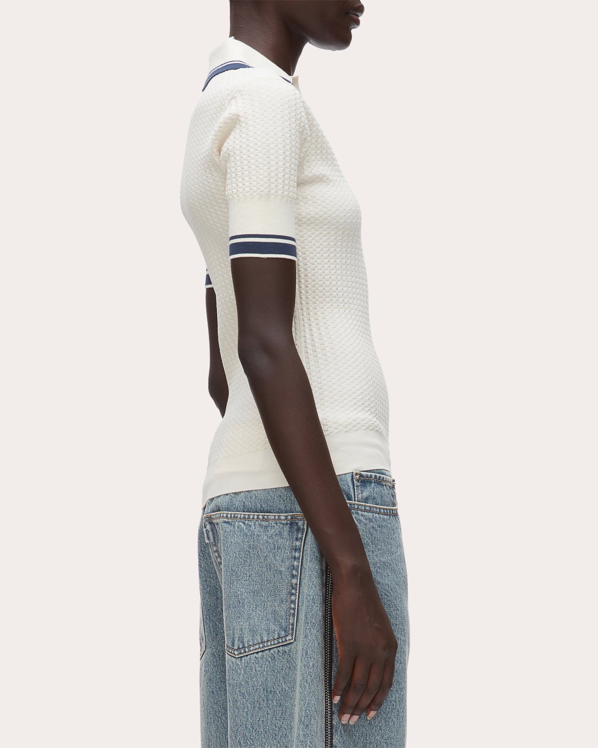 Textured Knit Polo Top