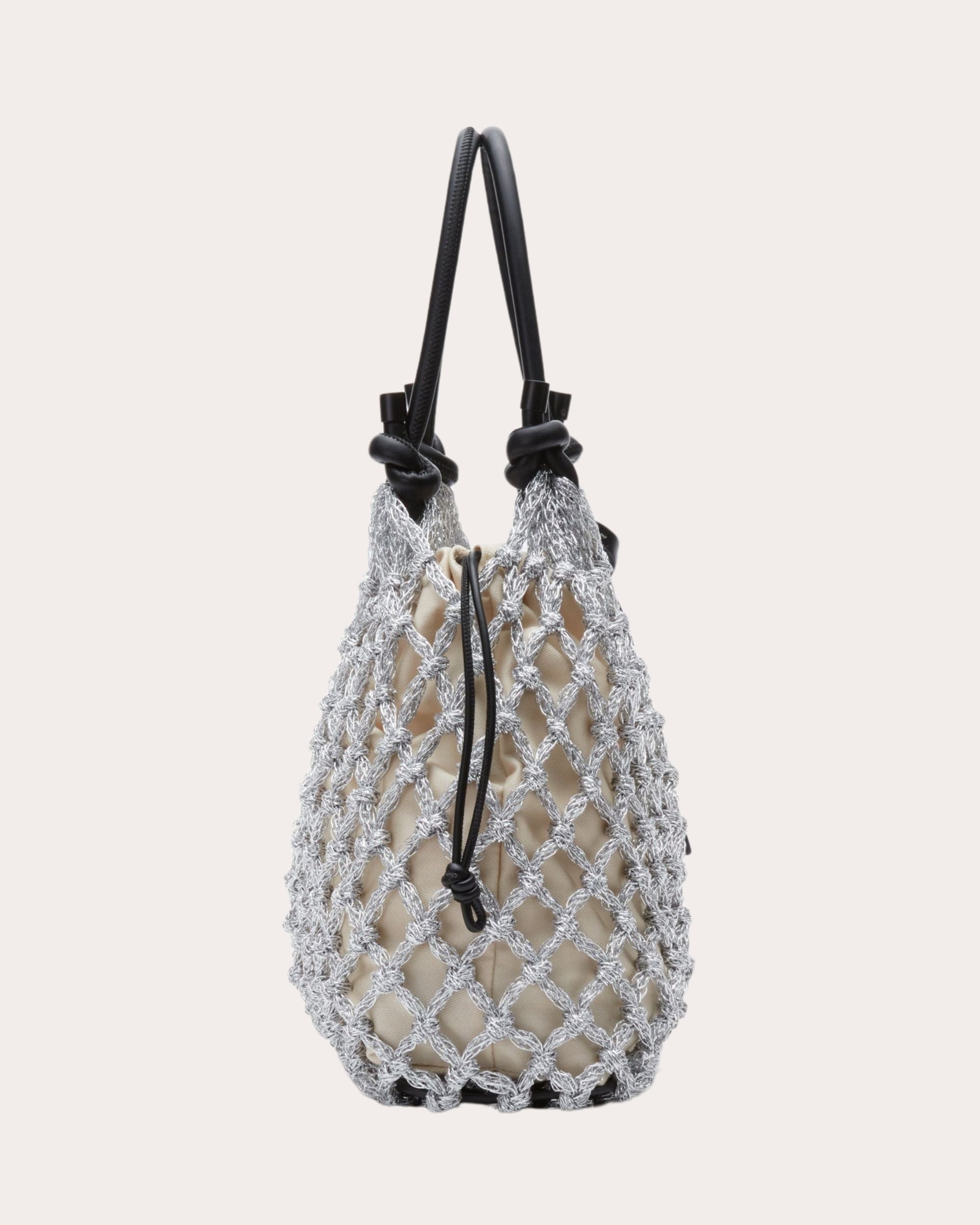 Mini Metallic Macramé Tote