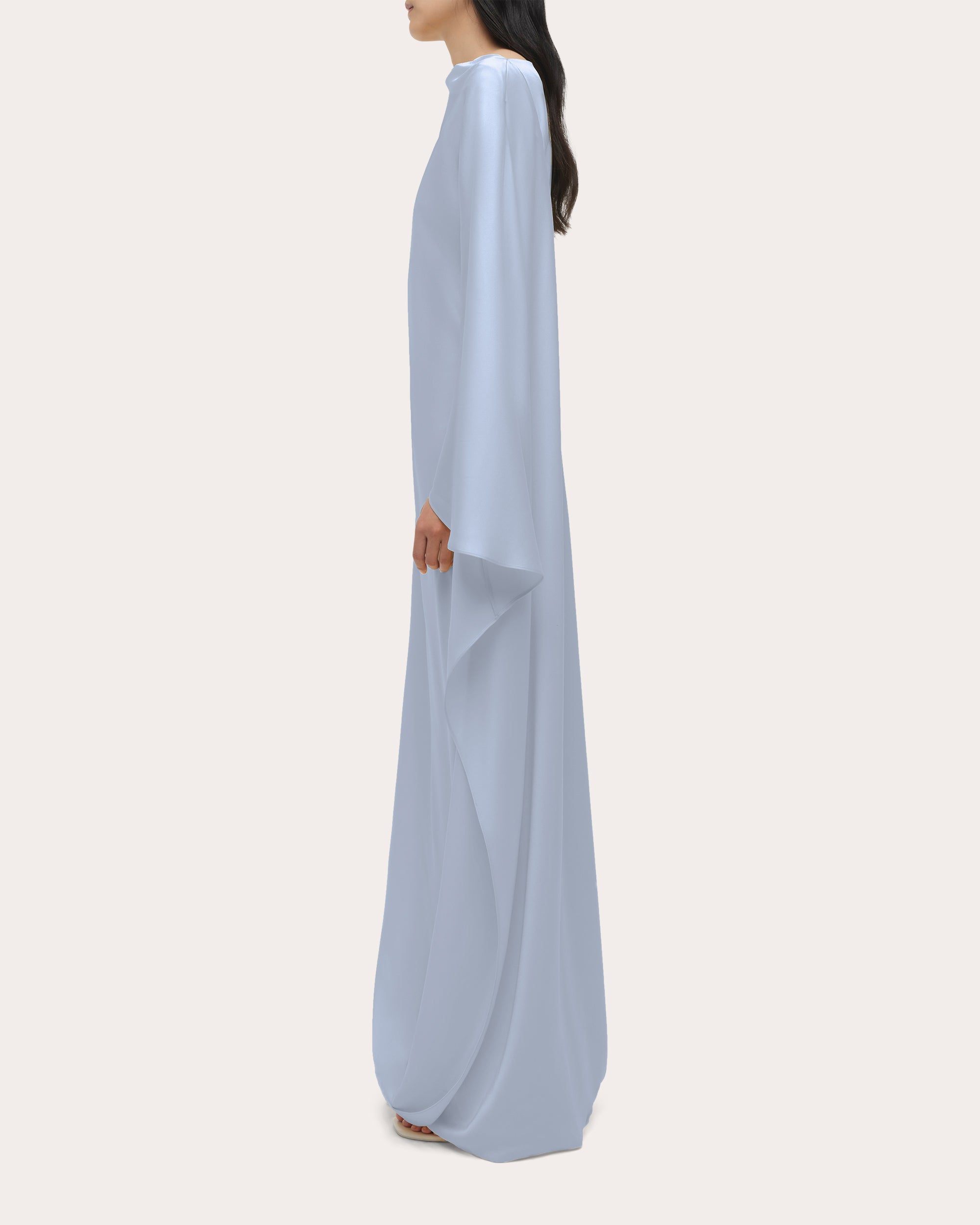 Ora Satin Asymmetric Cape Gown