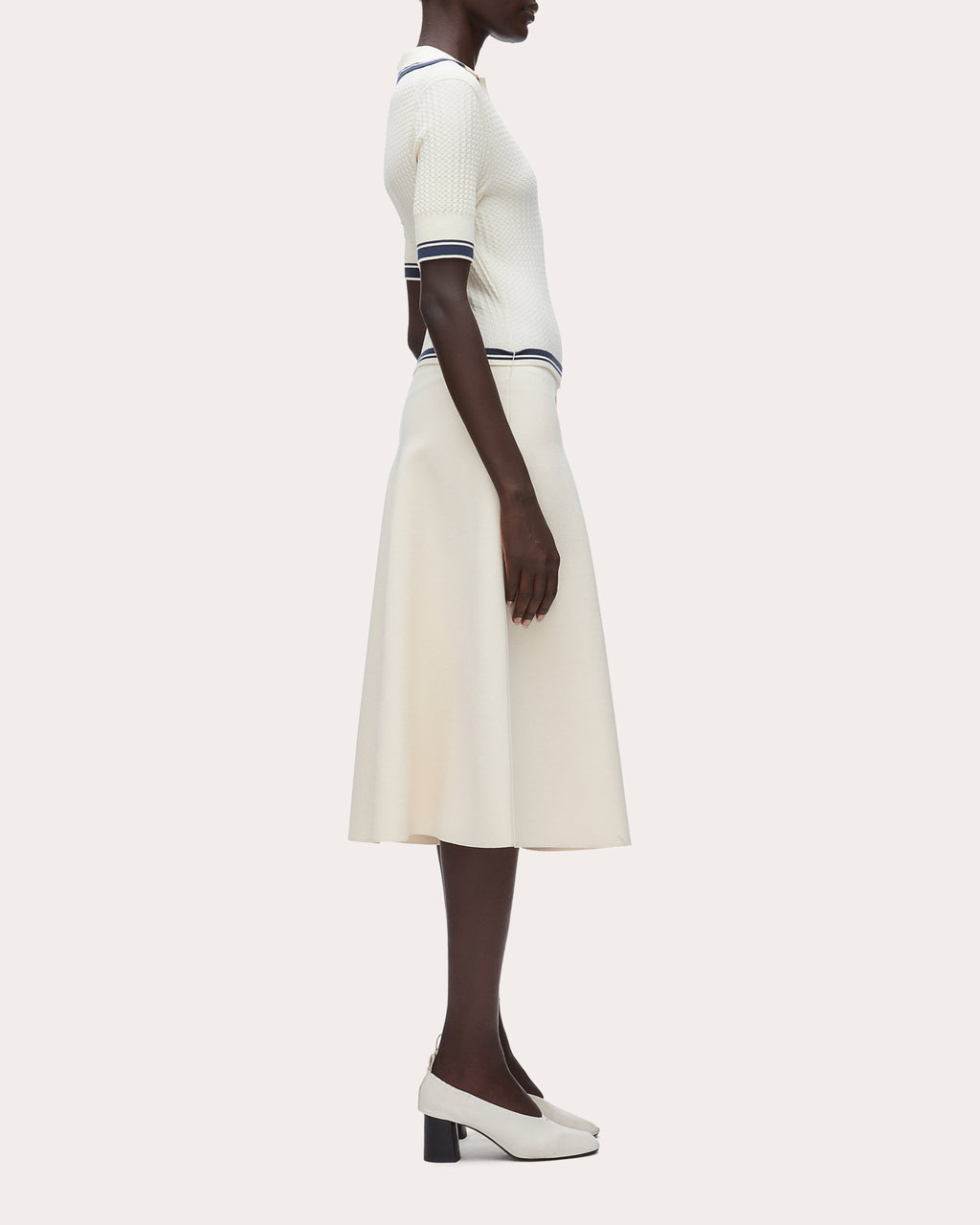 Textured Knit Polo Midi Dress