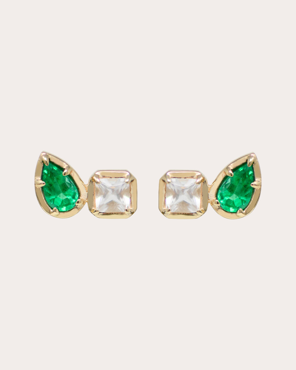 Emerald & Topaz Mélia Toi et Moi Stud Earrings
