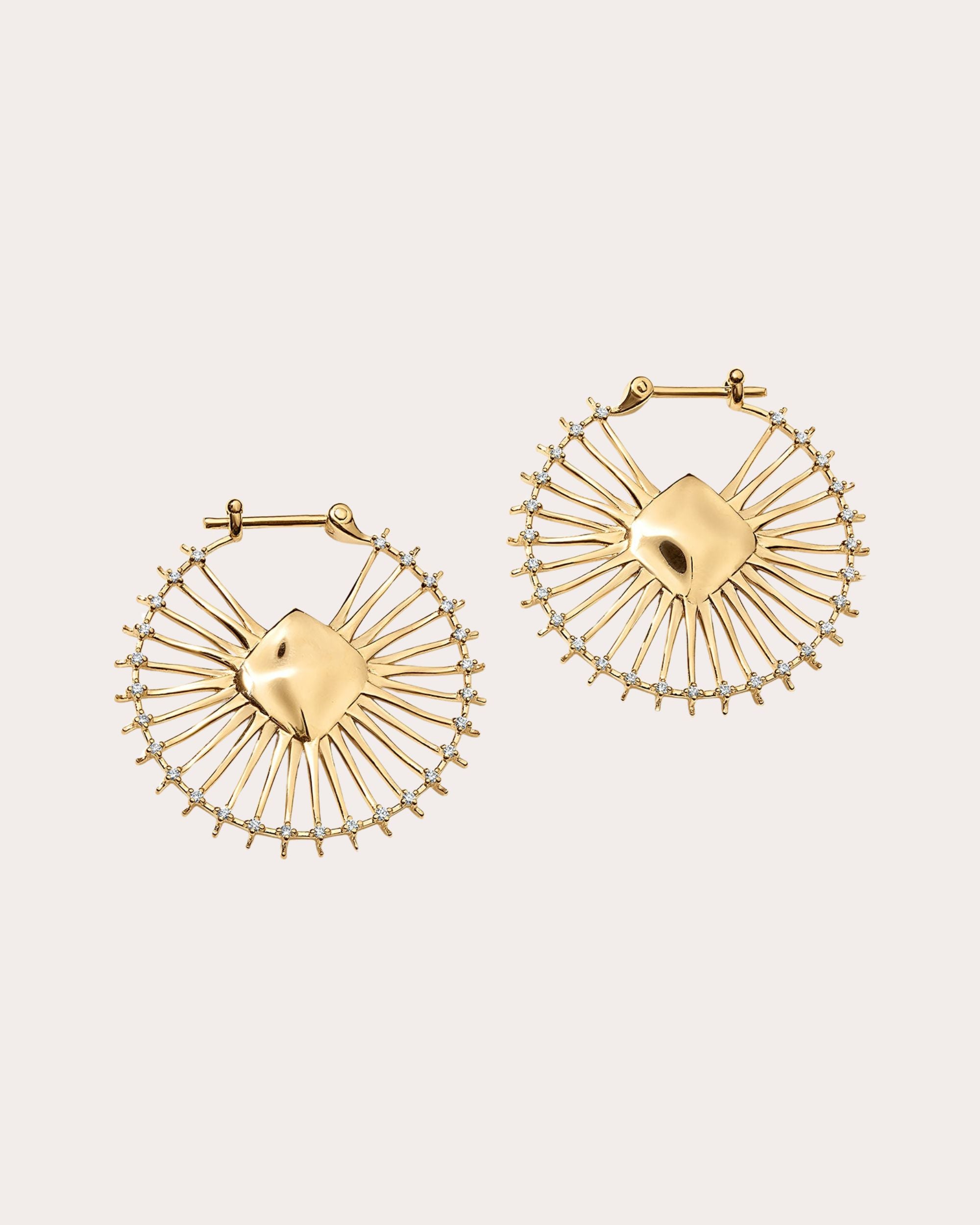 Diamond & 14k Gold 300Hz Hoop Earrings