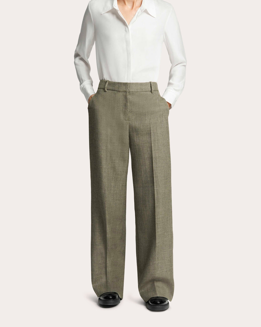 Soho Herringbone Wool Creased Trousers