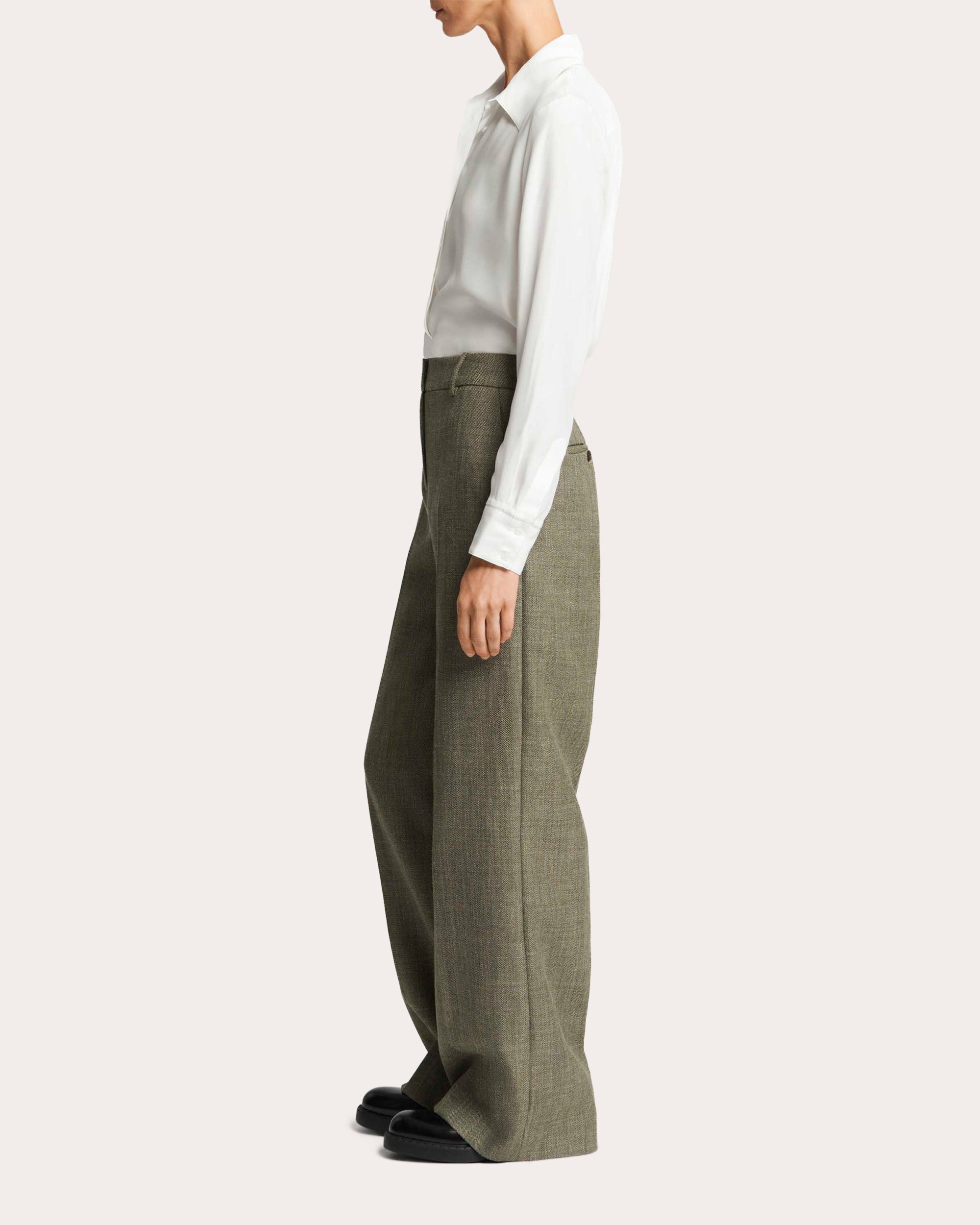 Soho Herringbone Wool Creased Trousers