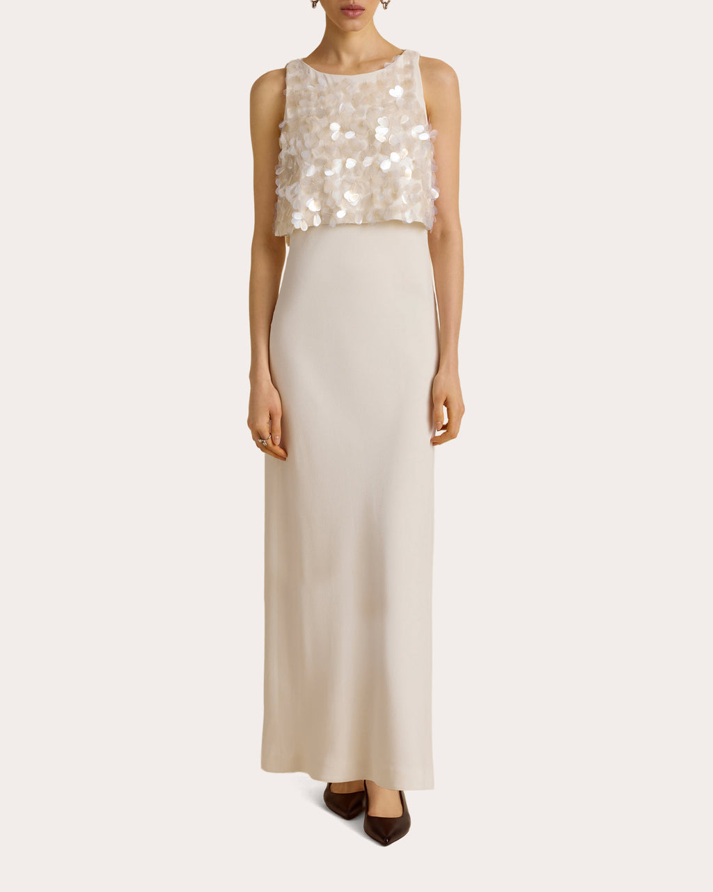 Sequin Paillette Crepe Bias Column Dress