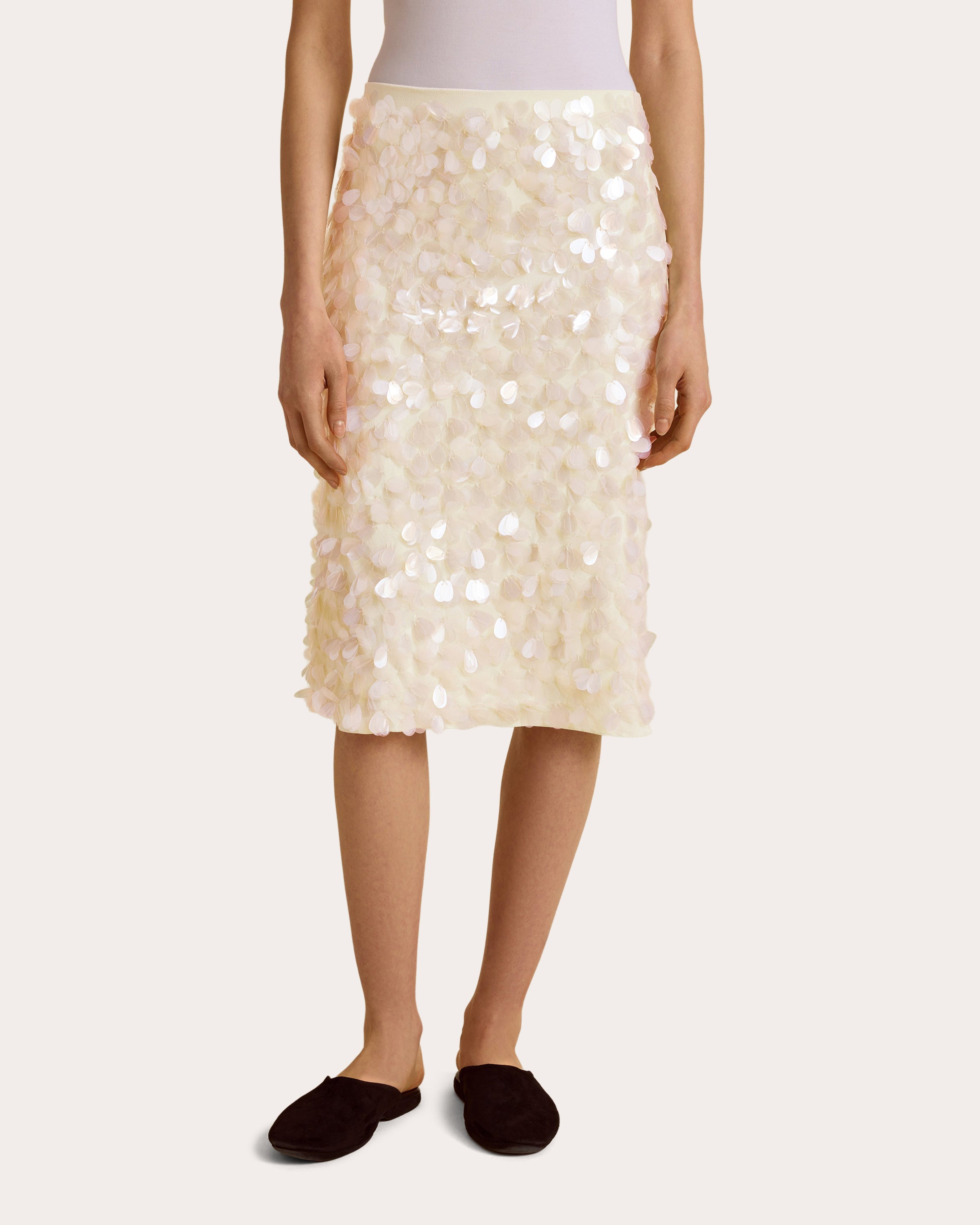 Sequin Paillette Crepe Tubino Skirt
