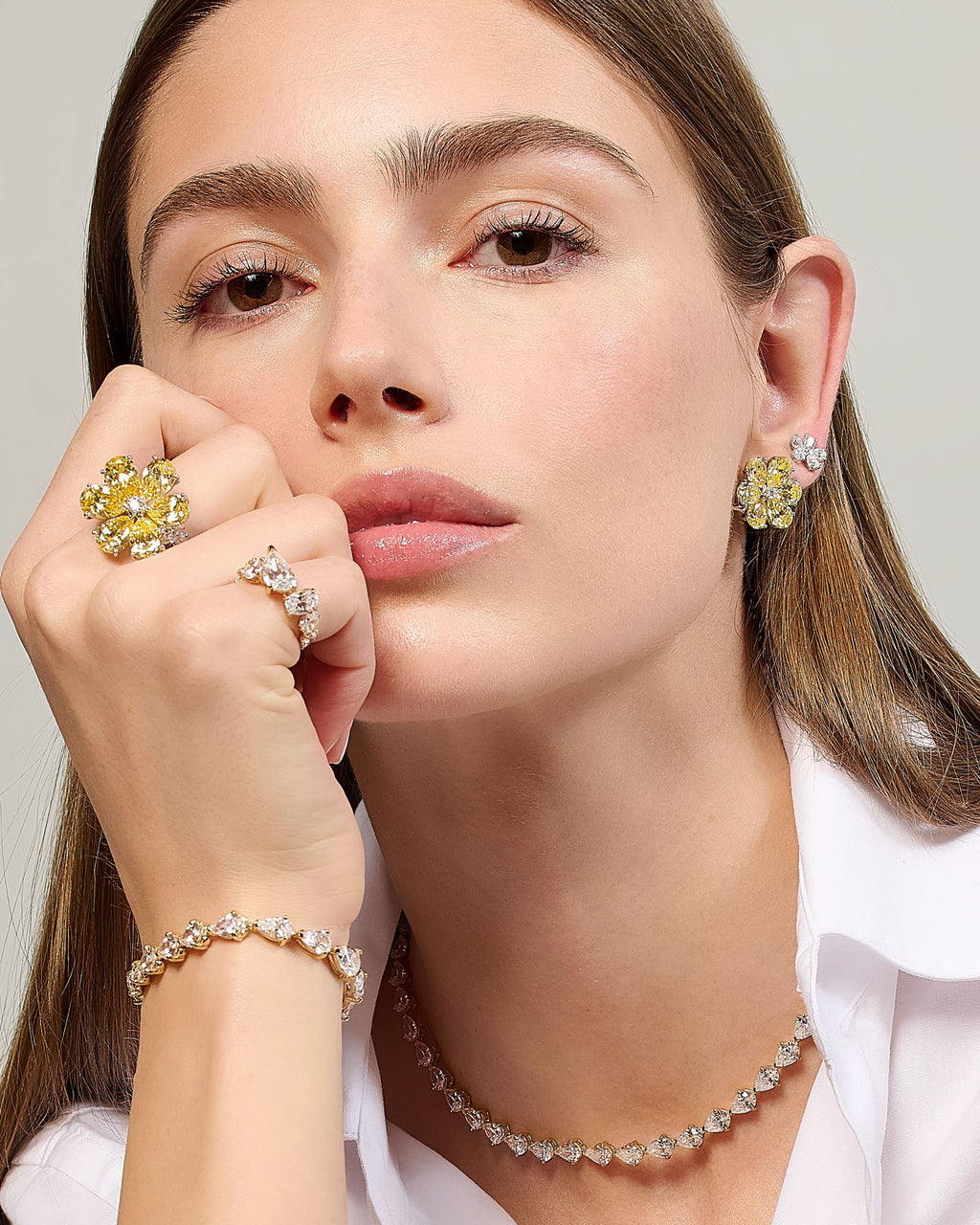 Marguerite 18K Gold and Rhodium Vermeil Lab-Grown Diamond Daisy Ring