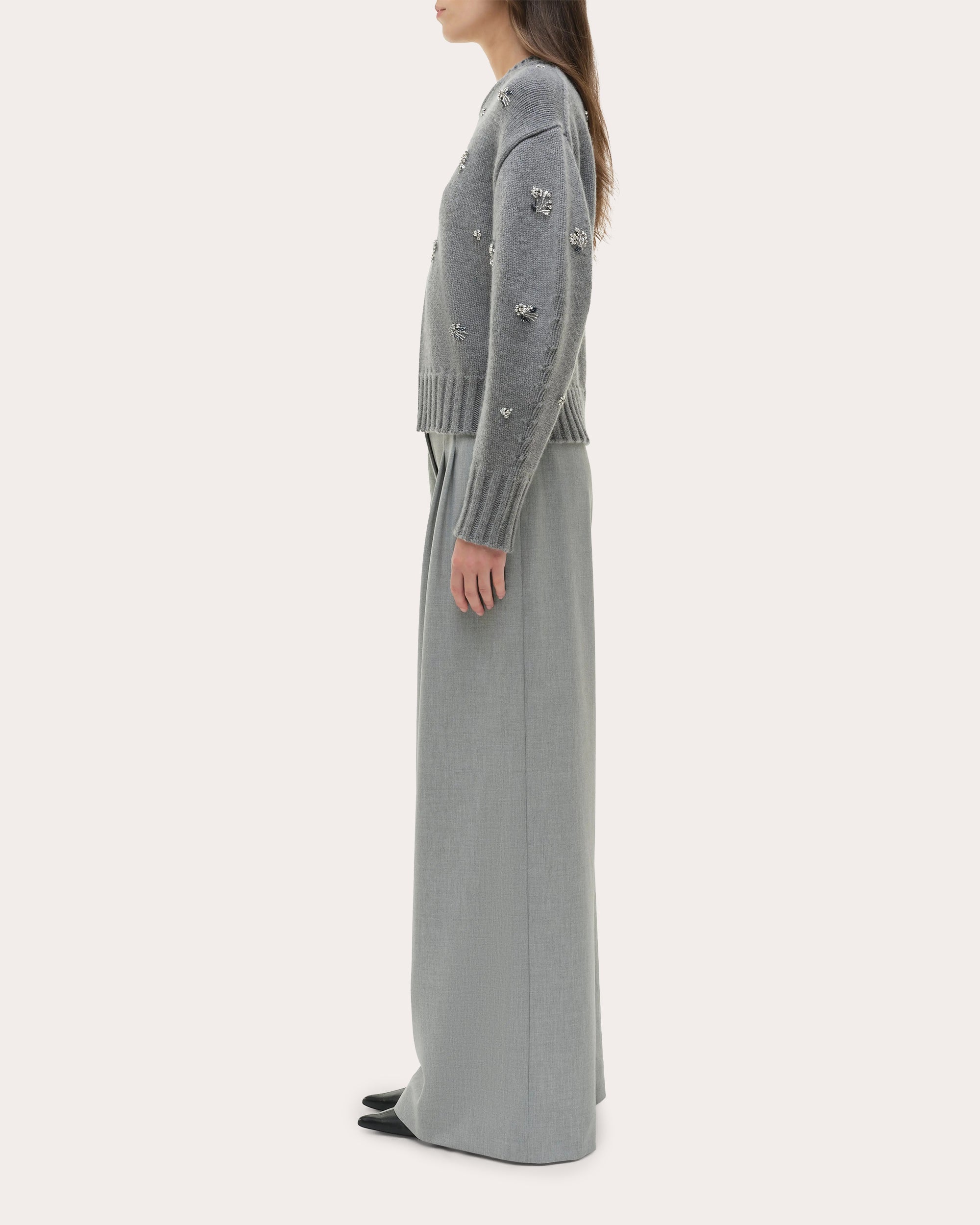 Coraline Crystal Wool Cashmere Crewneck Sweater