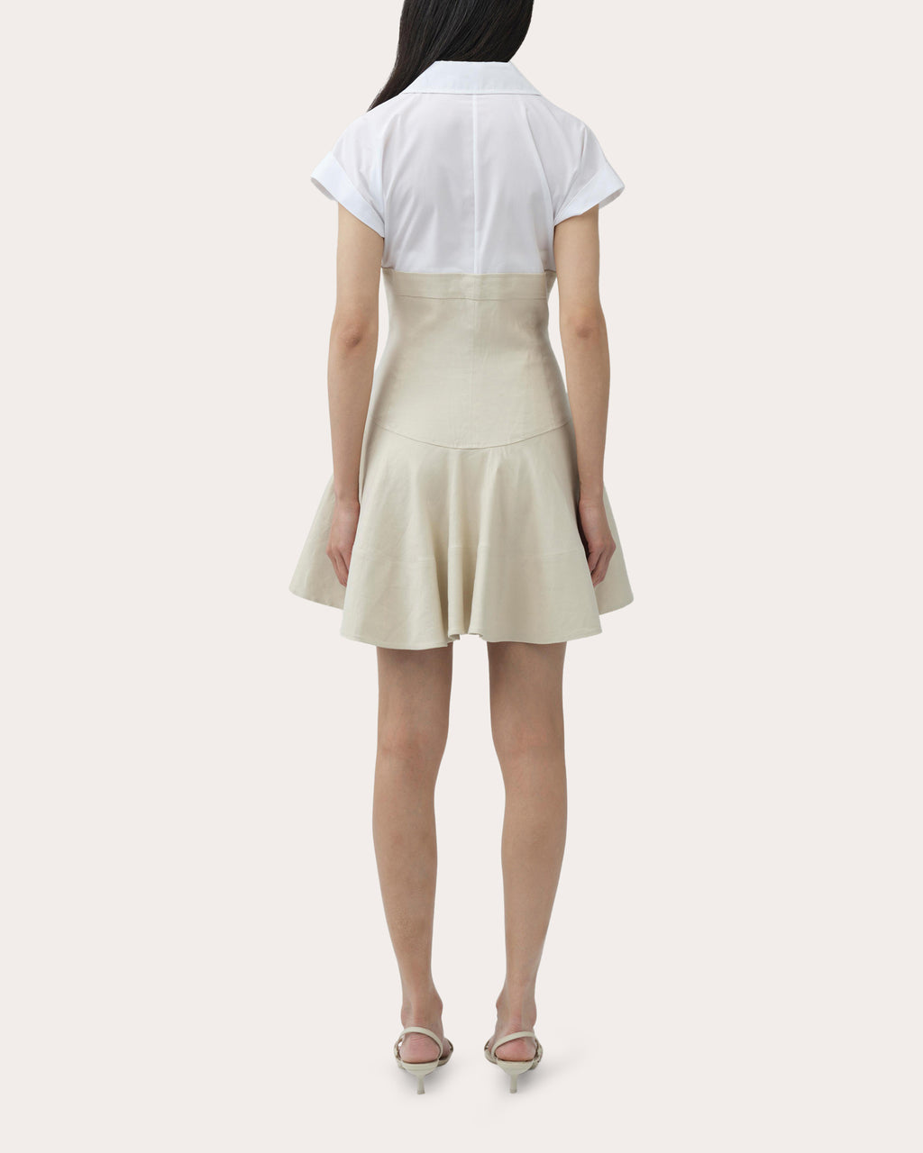 Sundae Poplin Linen Combo Flared Mini Dress