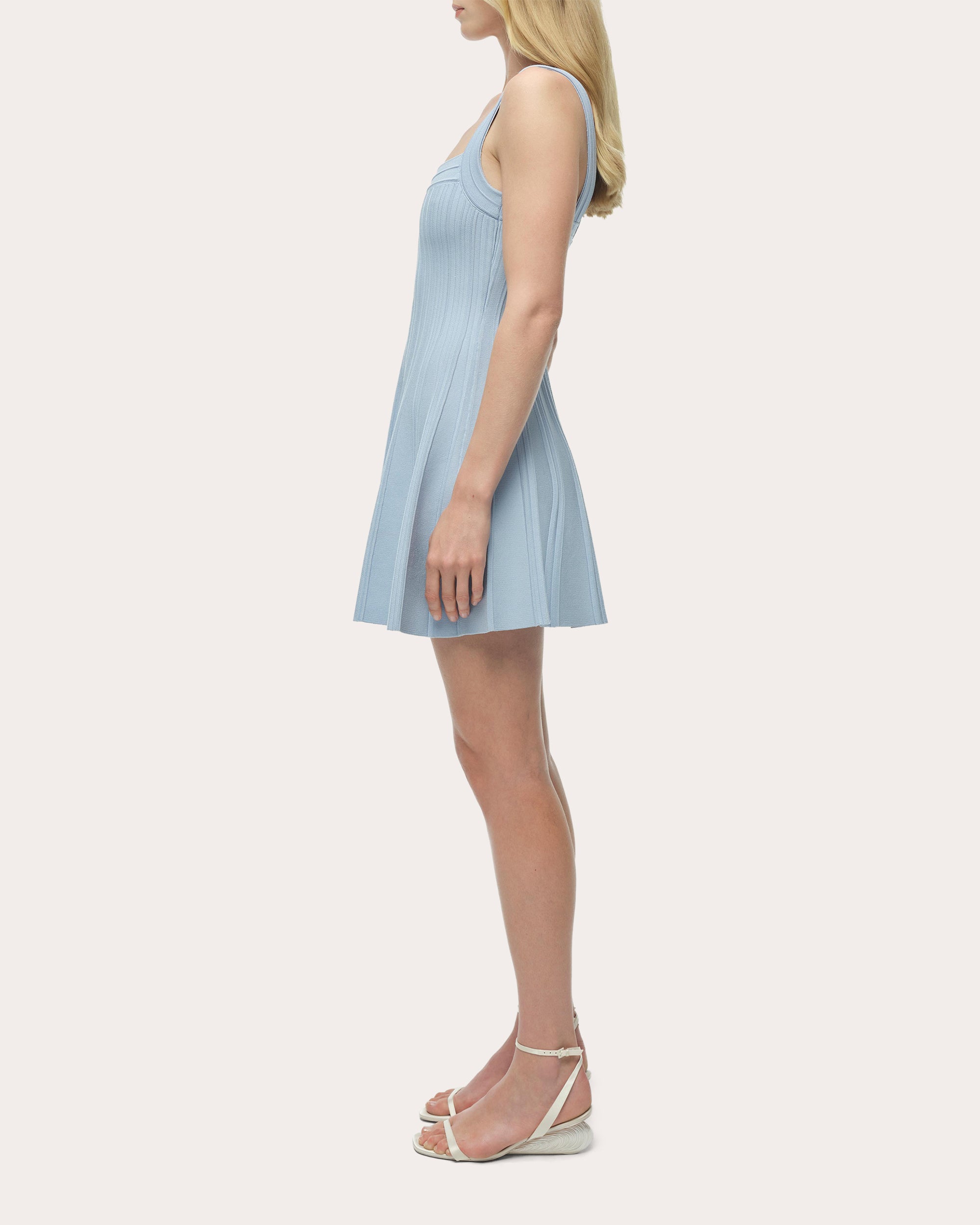 Indie Compact Knit Pleated Mini Dress