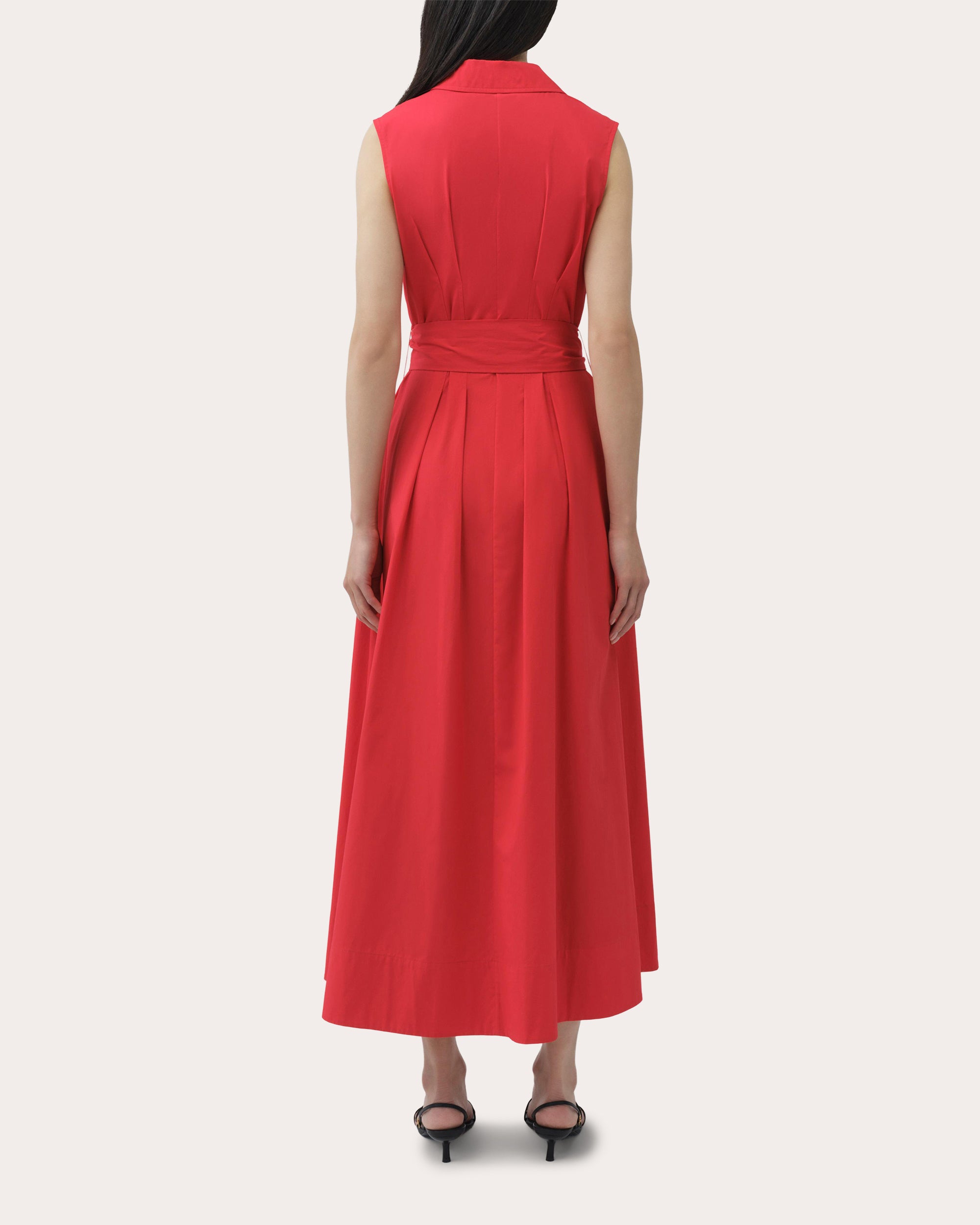 Genny Poplin Belted Sleeveless Shirt Dress