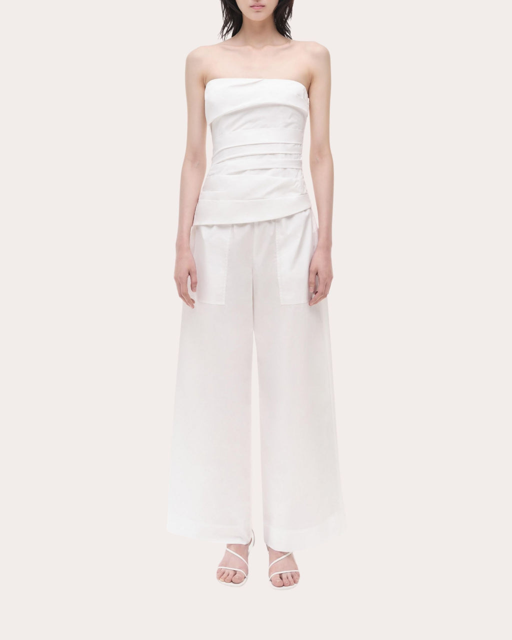 Emerson Poplin Ruched Bustier Top