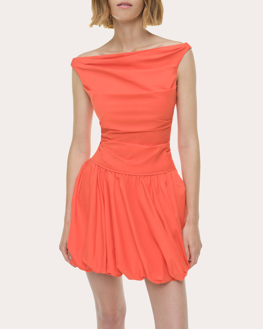 Salina Poplin Boatneck Bubble Mini Dress