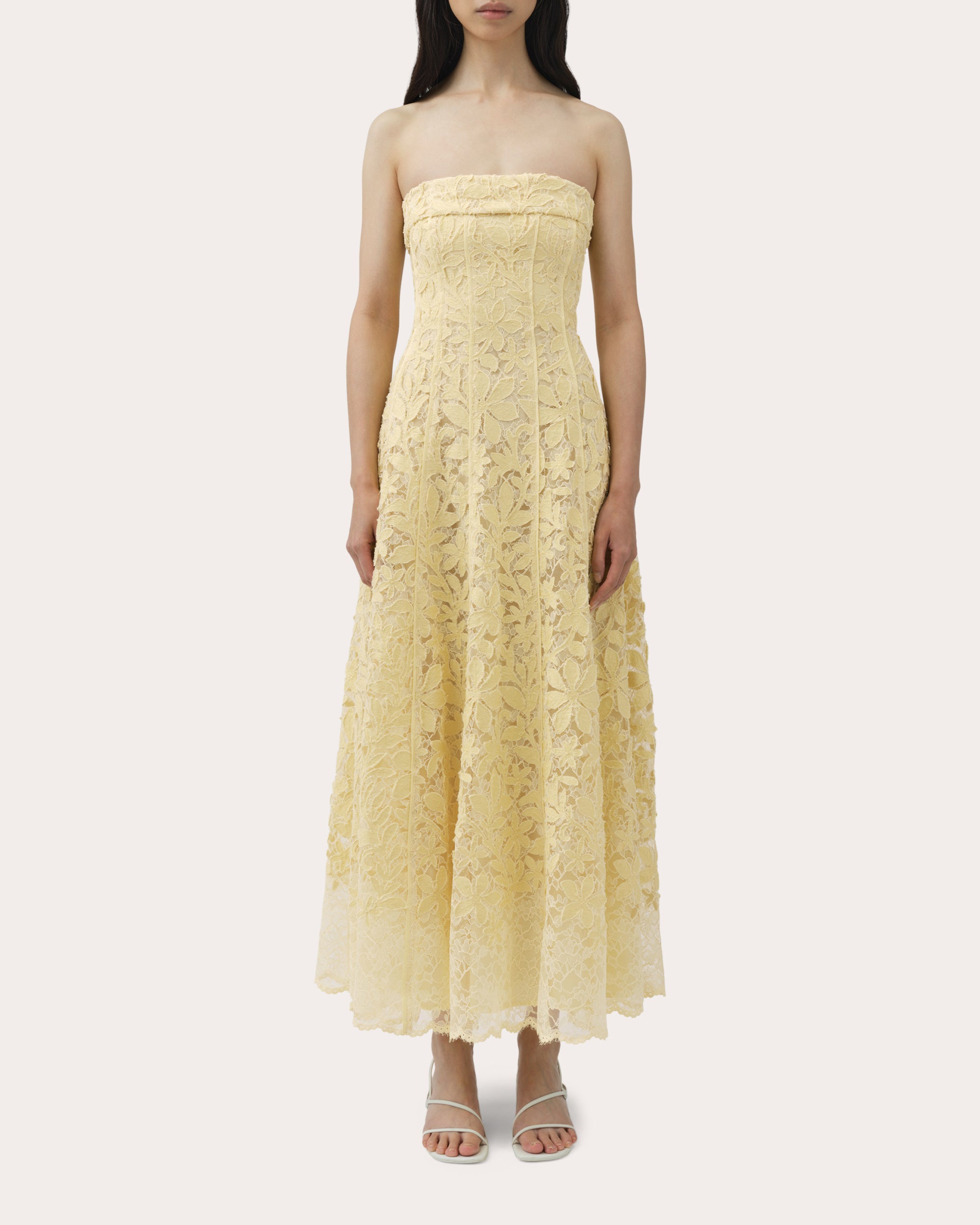 Imogen Lace Bustier Strapless Midi Dress