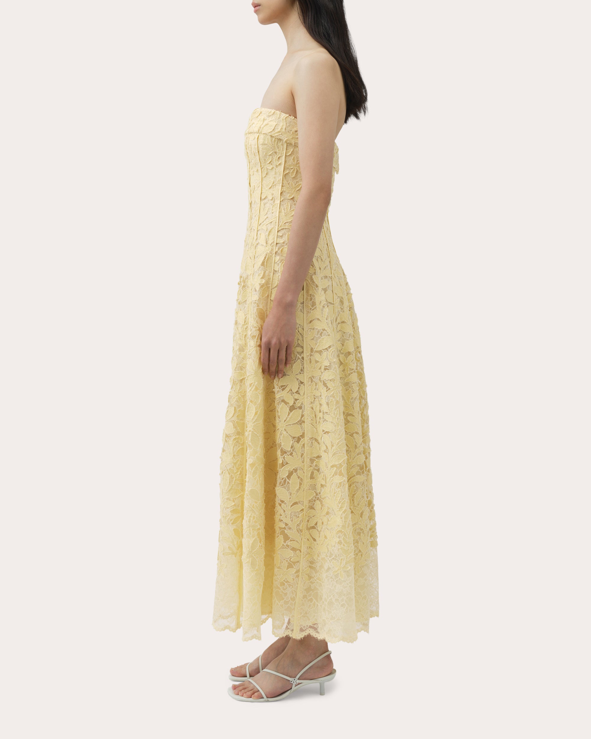Imogen Lace Bustier Strapless Midi Dress