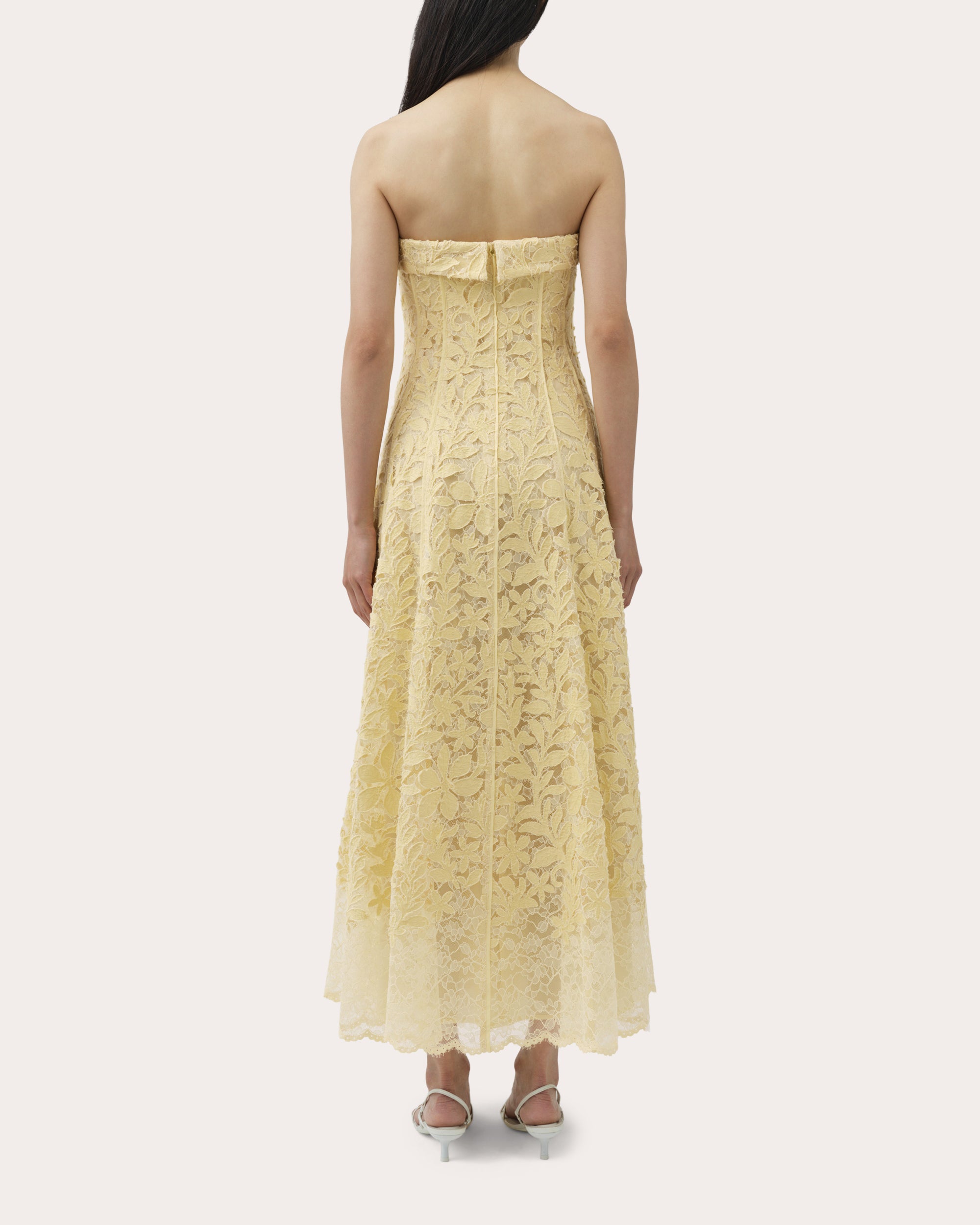 Imogen Lace Bustier Strapless Midi Dress