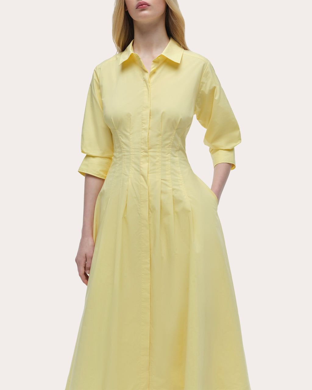 Jazz Poplin Pintuck Midi Dress