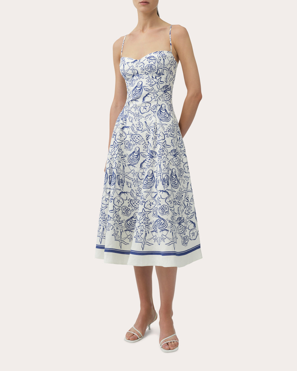Analise Seashell Linen Bustier Midi Dress