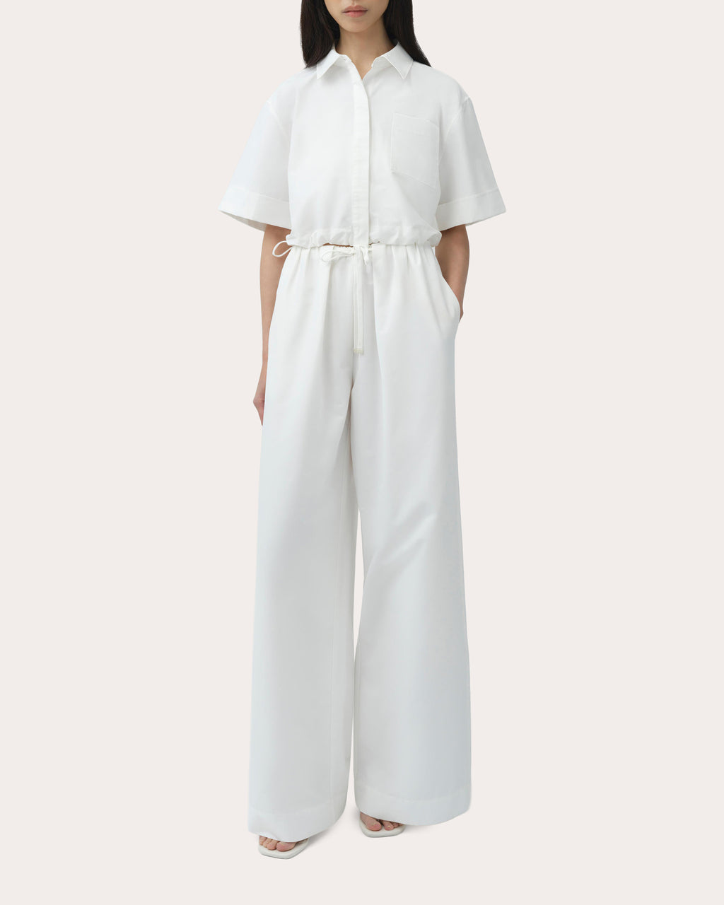 Ryett Cotton Faille Cropped Button-Up