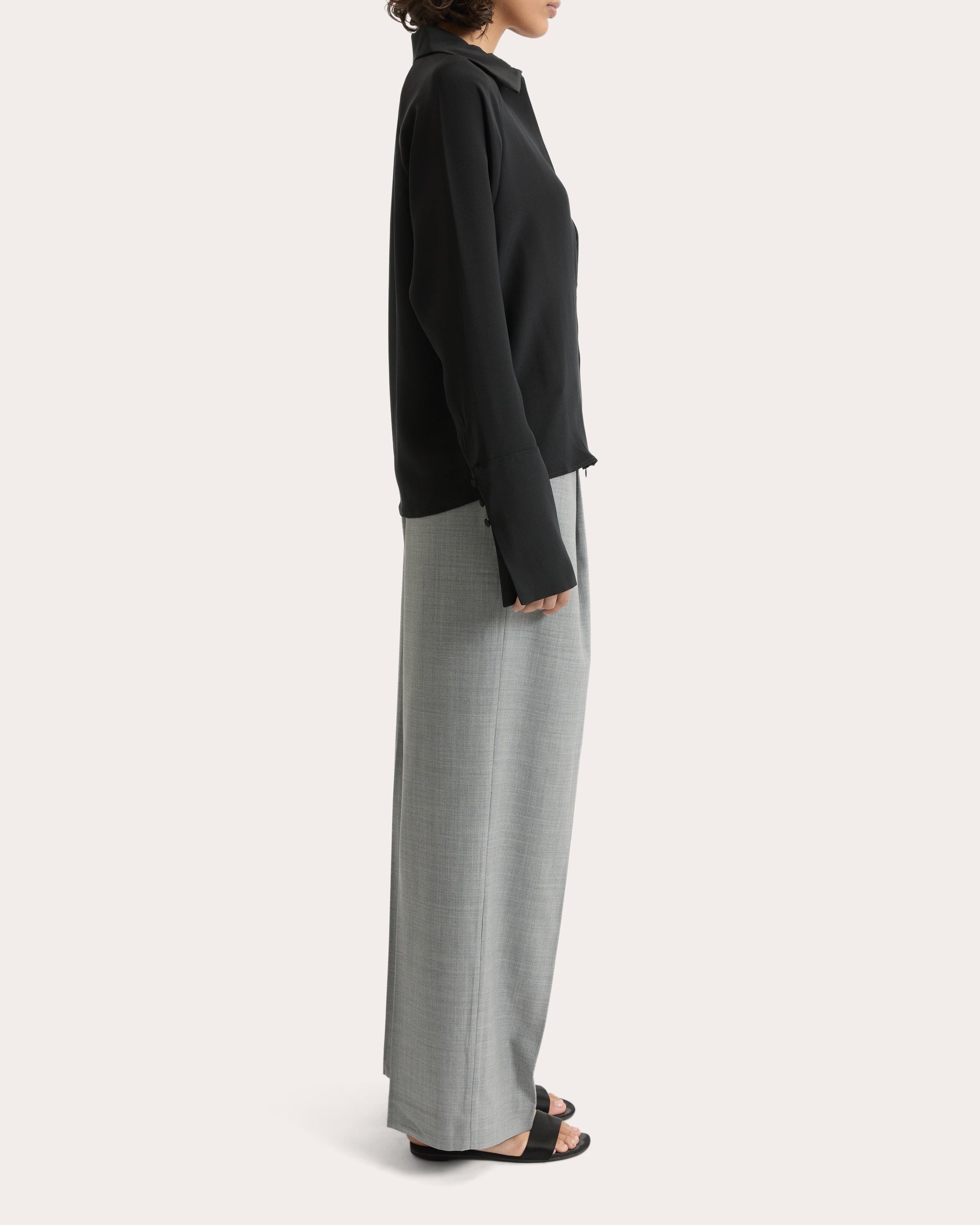 Lea Silk Crepe Collared Shirt
