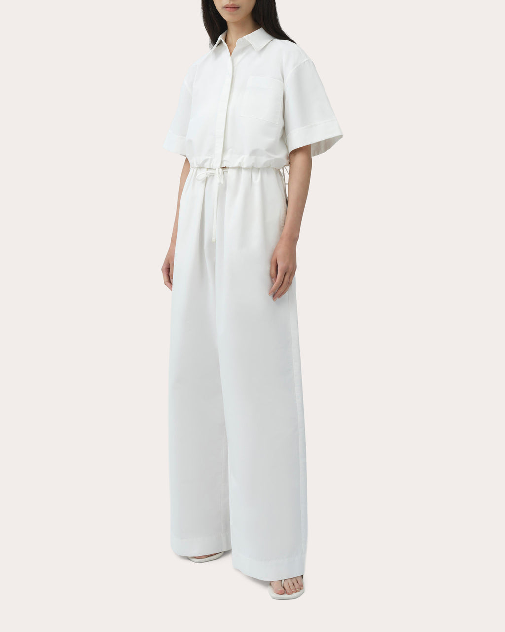 Ryett Cotton Faille Cropped Button-Up