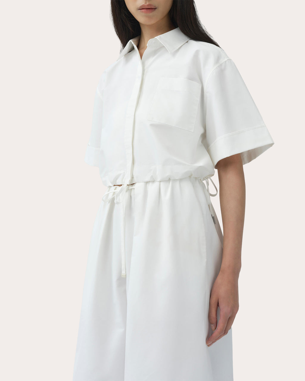 Ryett Cotton Faille Cropped Button-Up