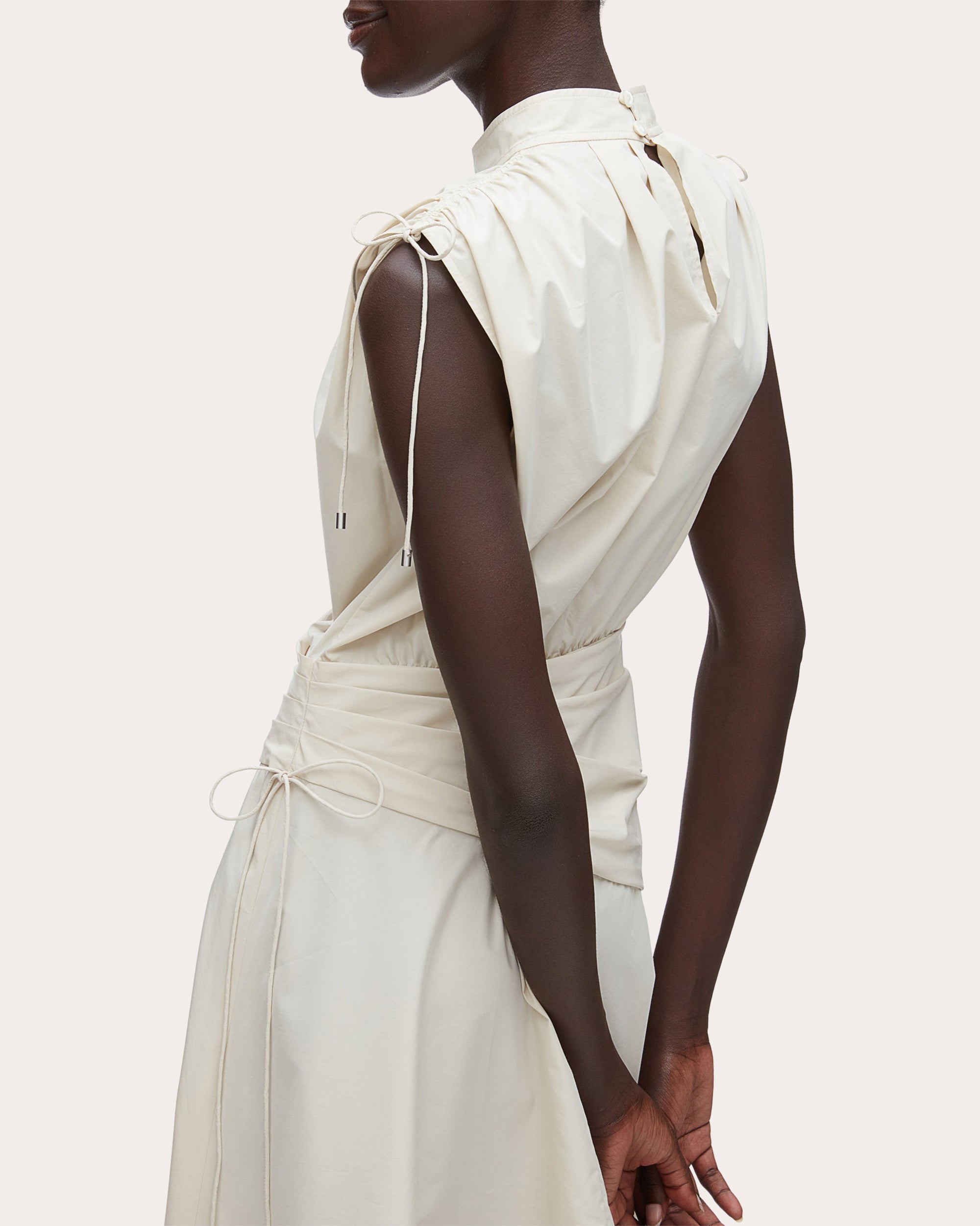Cotton Poplin Ruched Handkerchief Dress