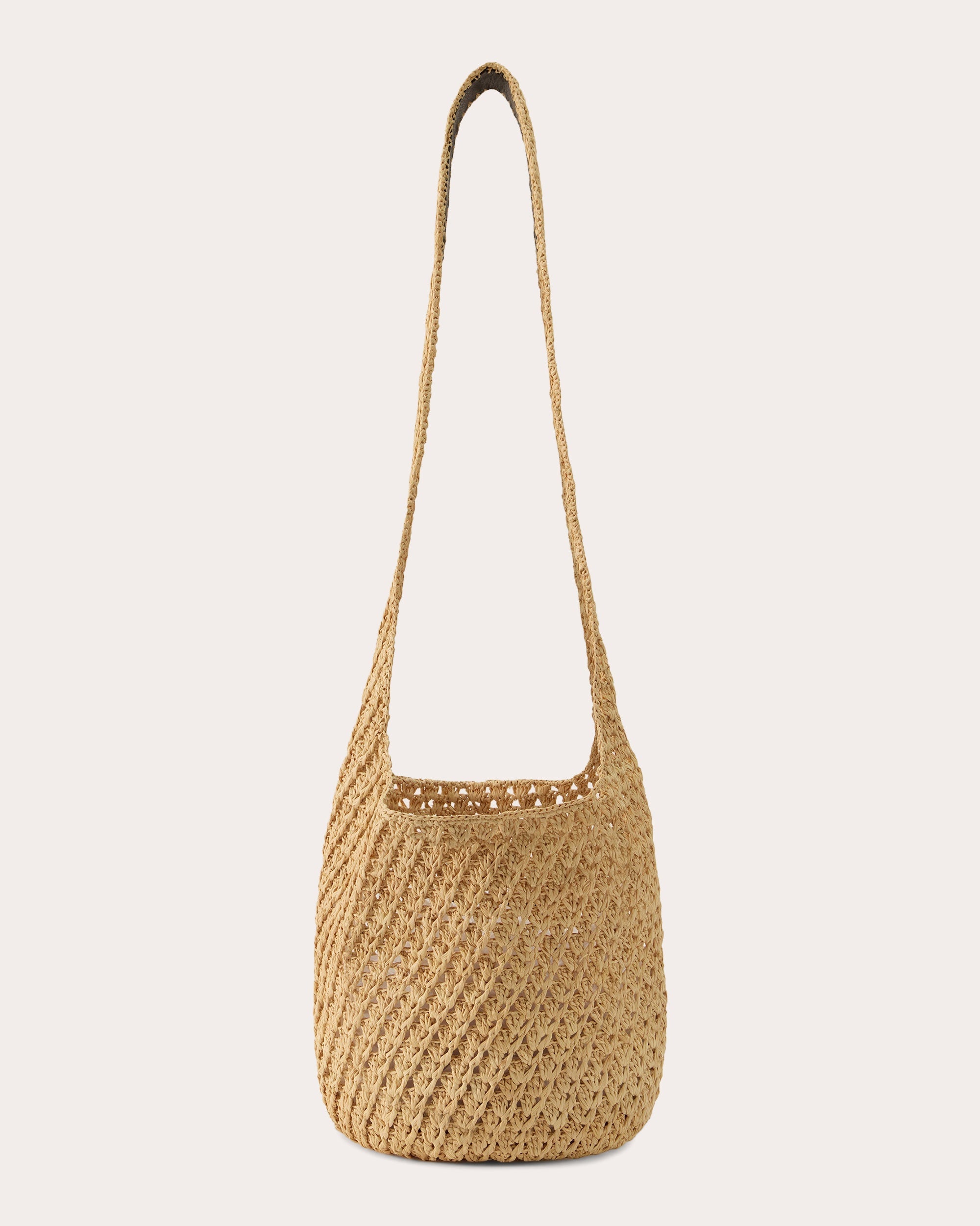 Lani Crocheted Raffia Small Drawstring Sac Bag