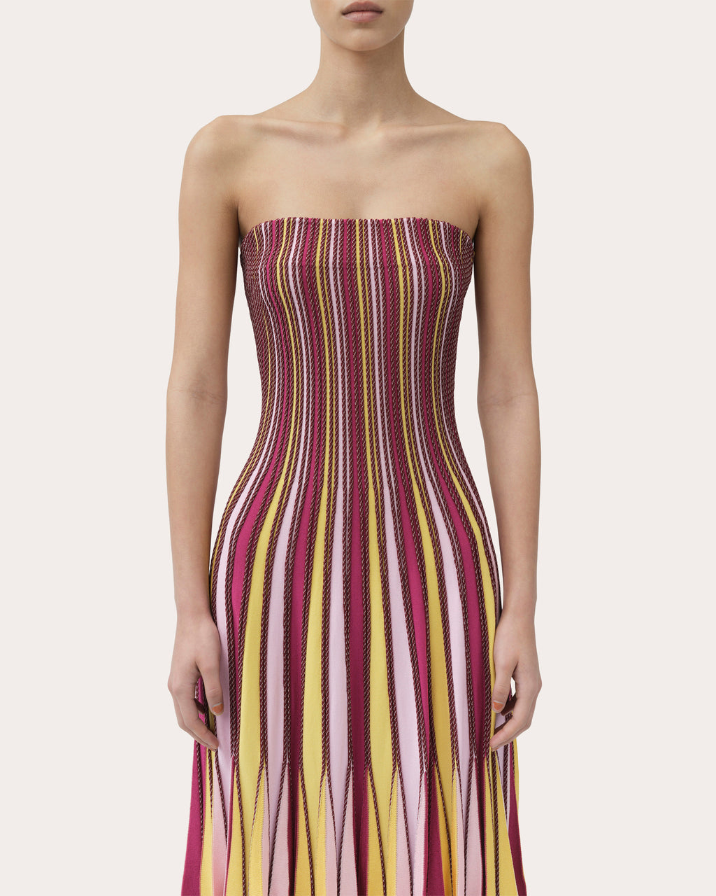 Soleil Stripe Knit Pleated Midi Dress