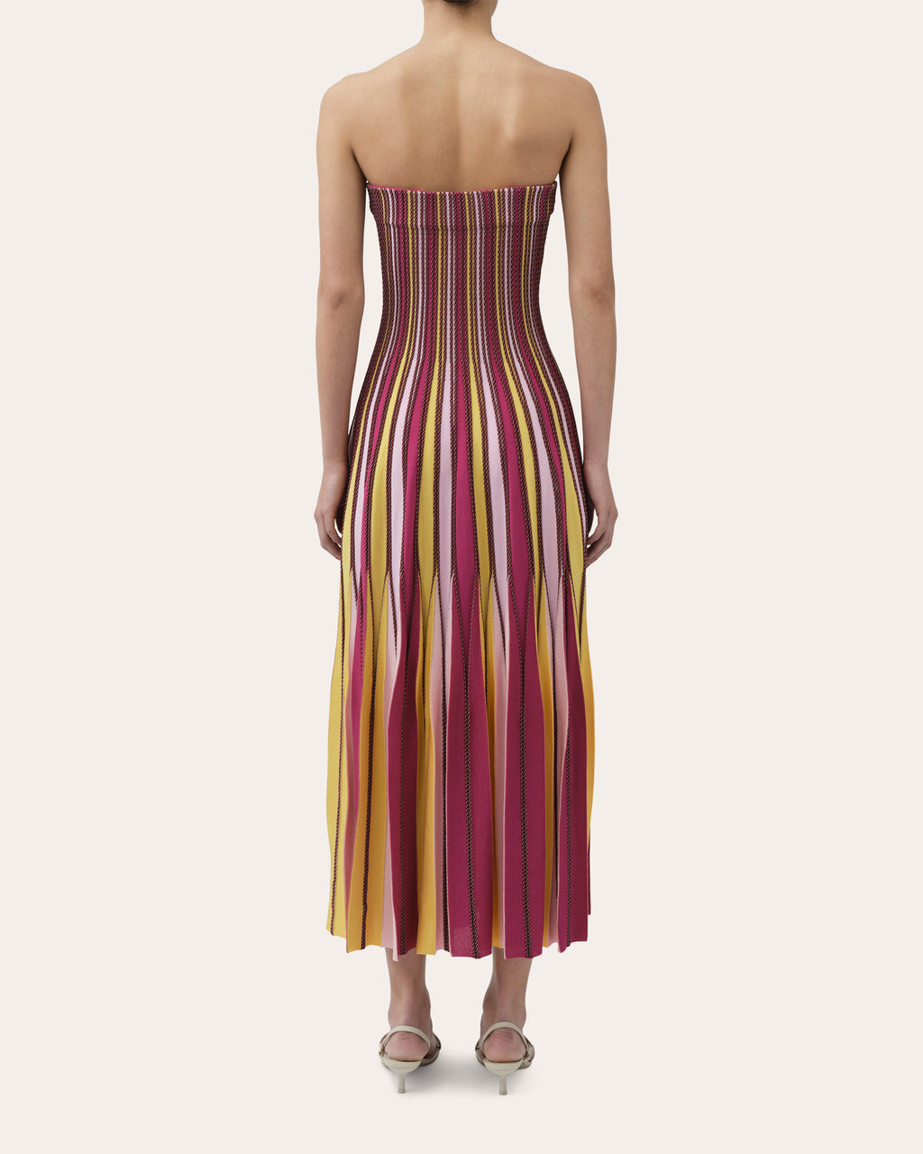 Soleil Stripe Knit Pleated Midi Dress