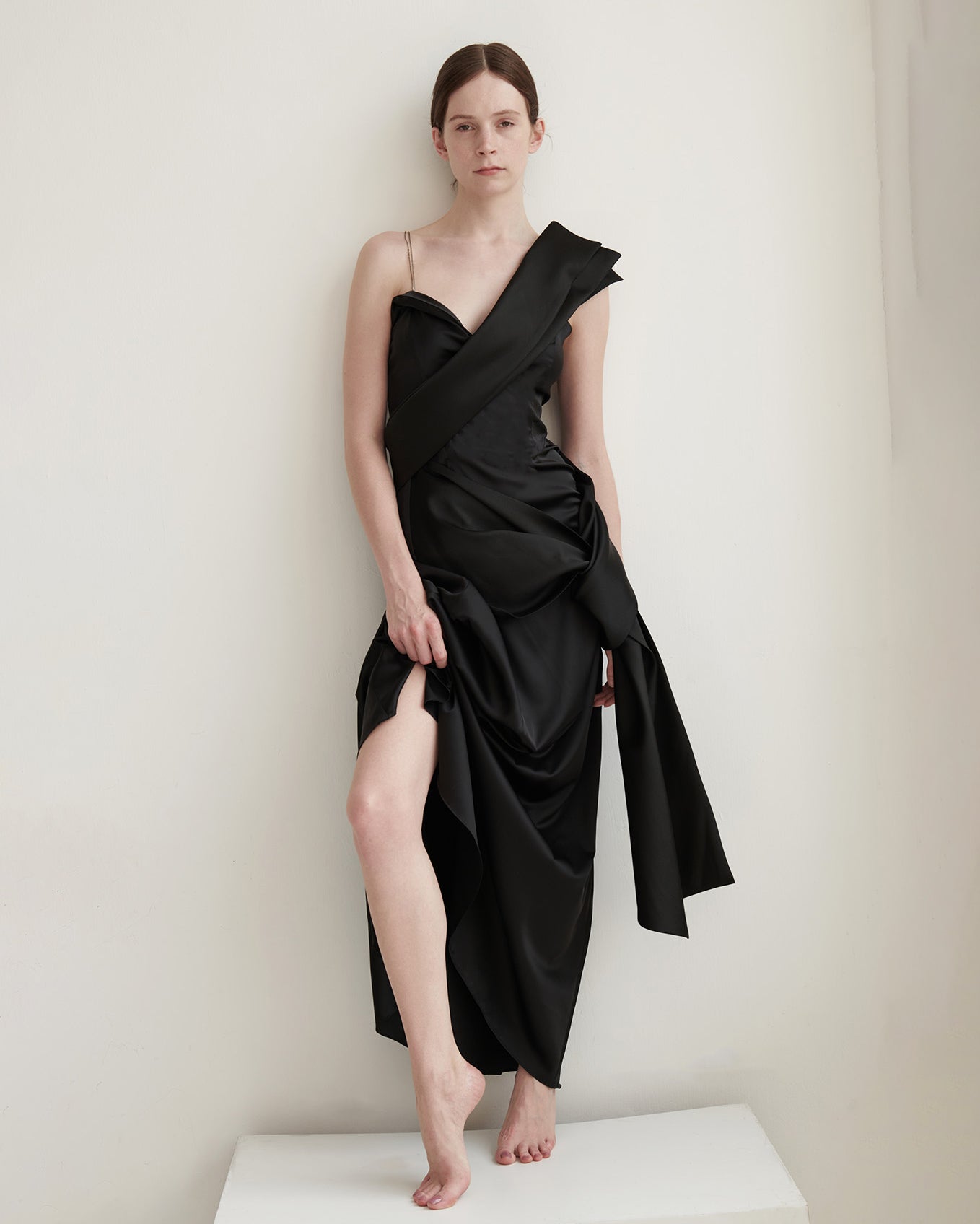 Janet Satin Draped Wrap Maxi Dress