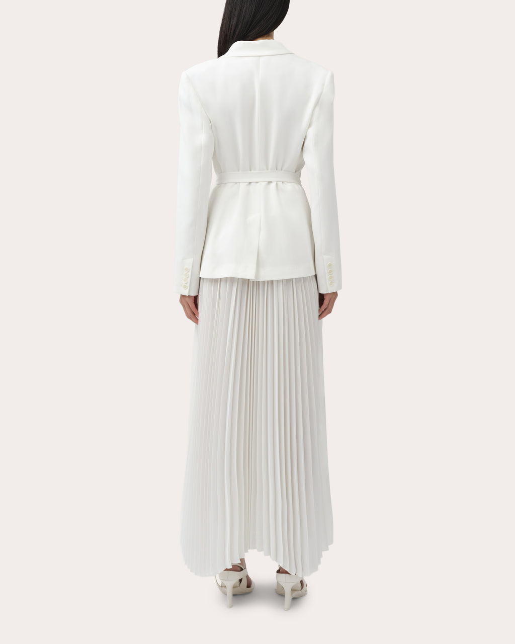 Ambretta Pleated Crepe Combo Midi Dress